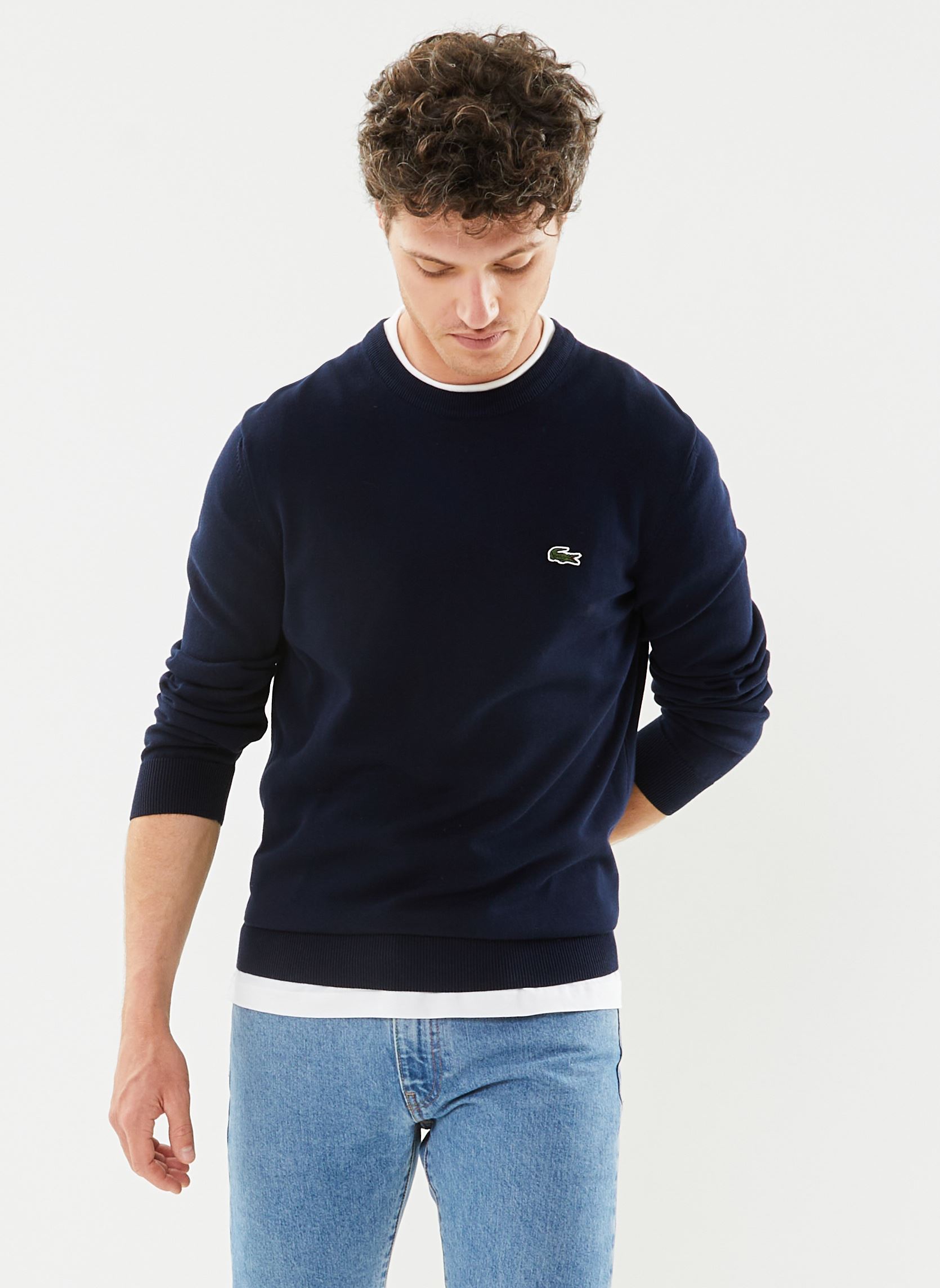 Pullover Pull à col rond en coton herren blau Lacoste Pullover Pull à col rond en coton herren blau MARINE