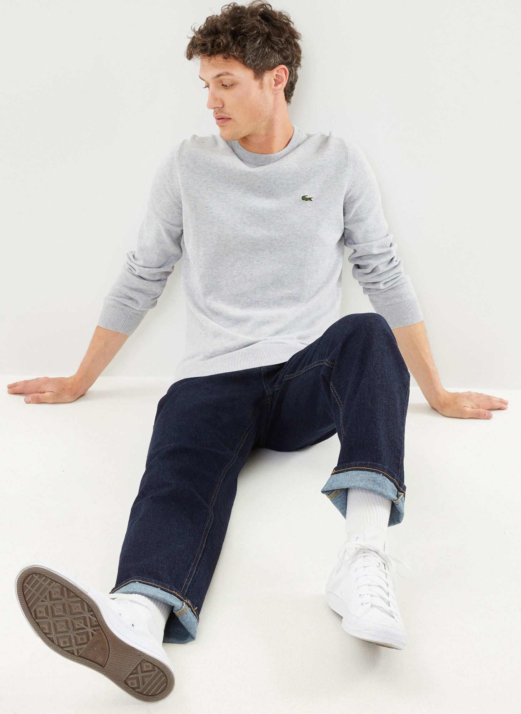 Pullover Pull à col rond en coton herren grau Lacoste Pullover Pull à col rond en coton herren grau ARGENT CHINE