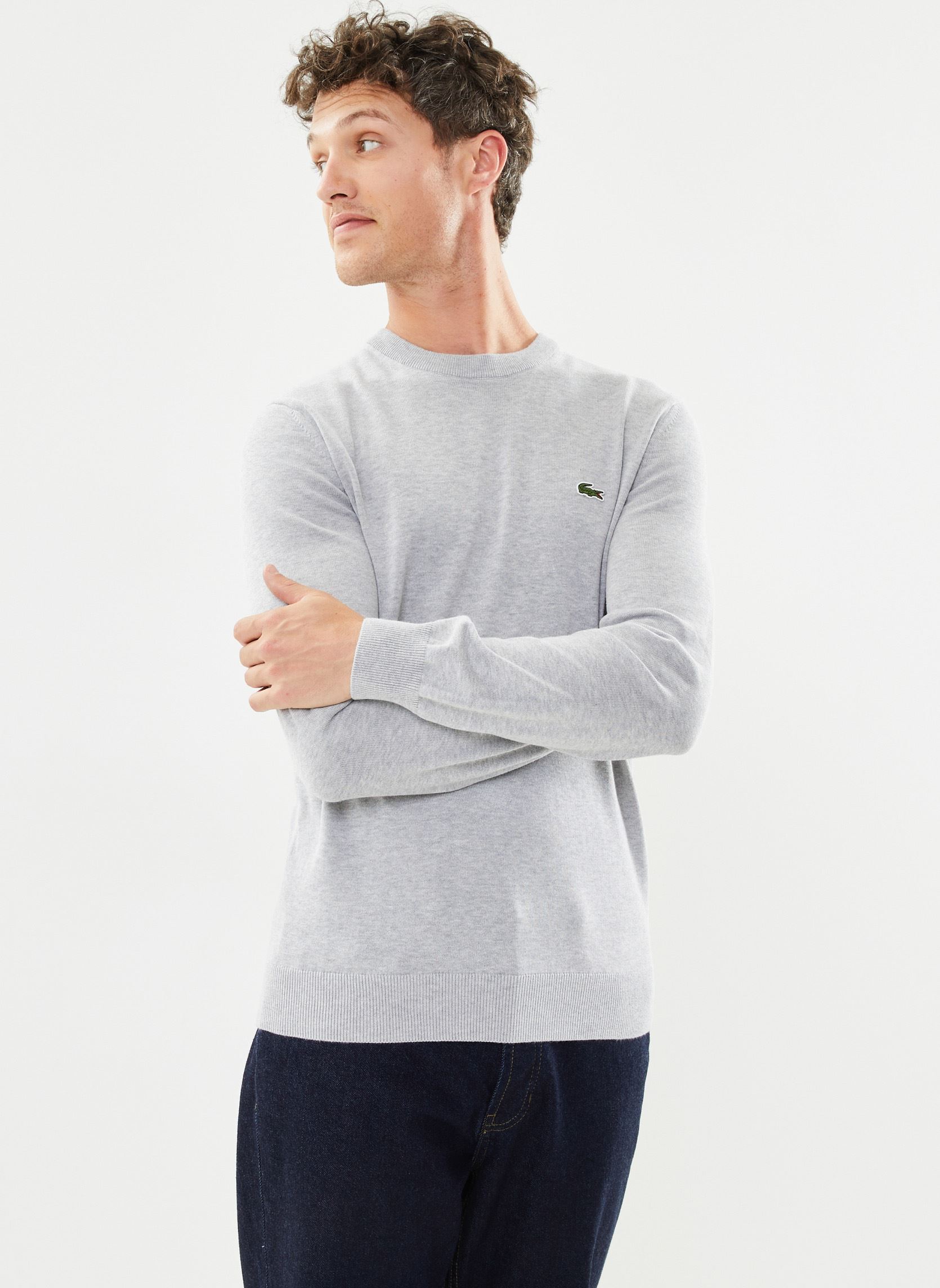 Pullover Pull à col rond en coton herren grau Lacoste Pullover Pull à col rond en coton herren grau ARGENT CHINE