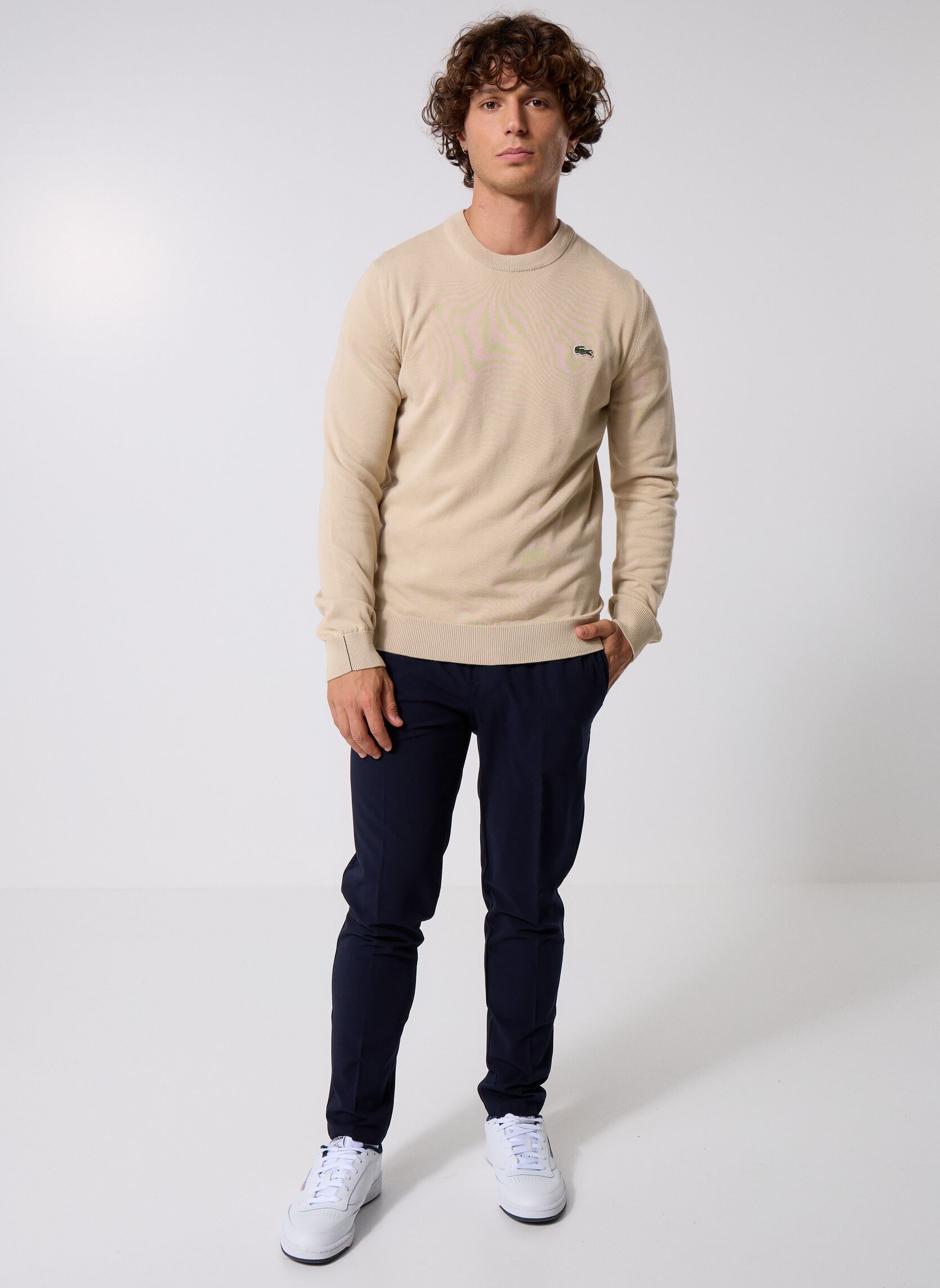 Pulls Pull à col rond en coton homme beige Lacoste Pulls Pull à col rond en coton homme beige VIENNOIS