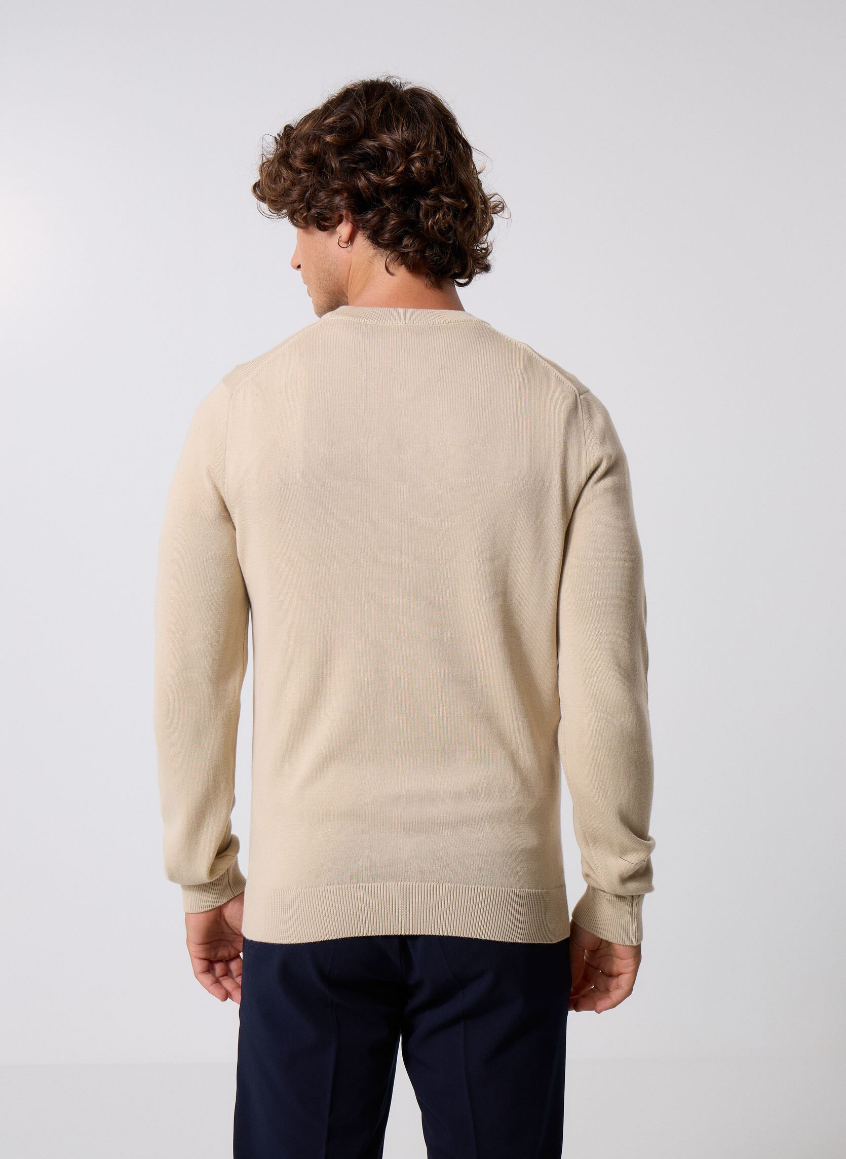 Pulls Pull à col rond en coton homme beige Lacoste Pulls Pull à col rond en coton homme beige VIENNOIS