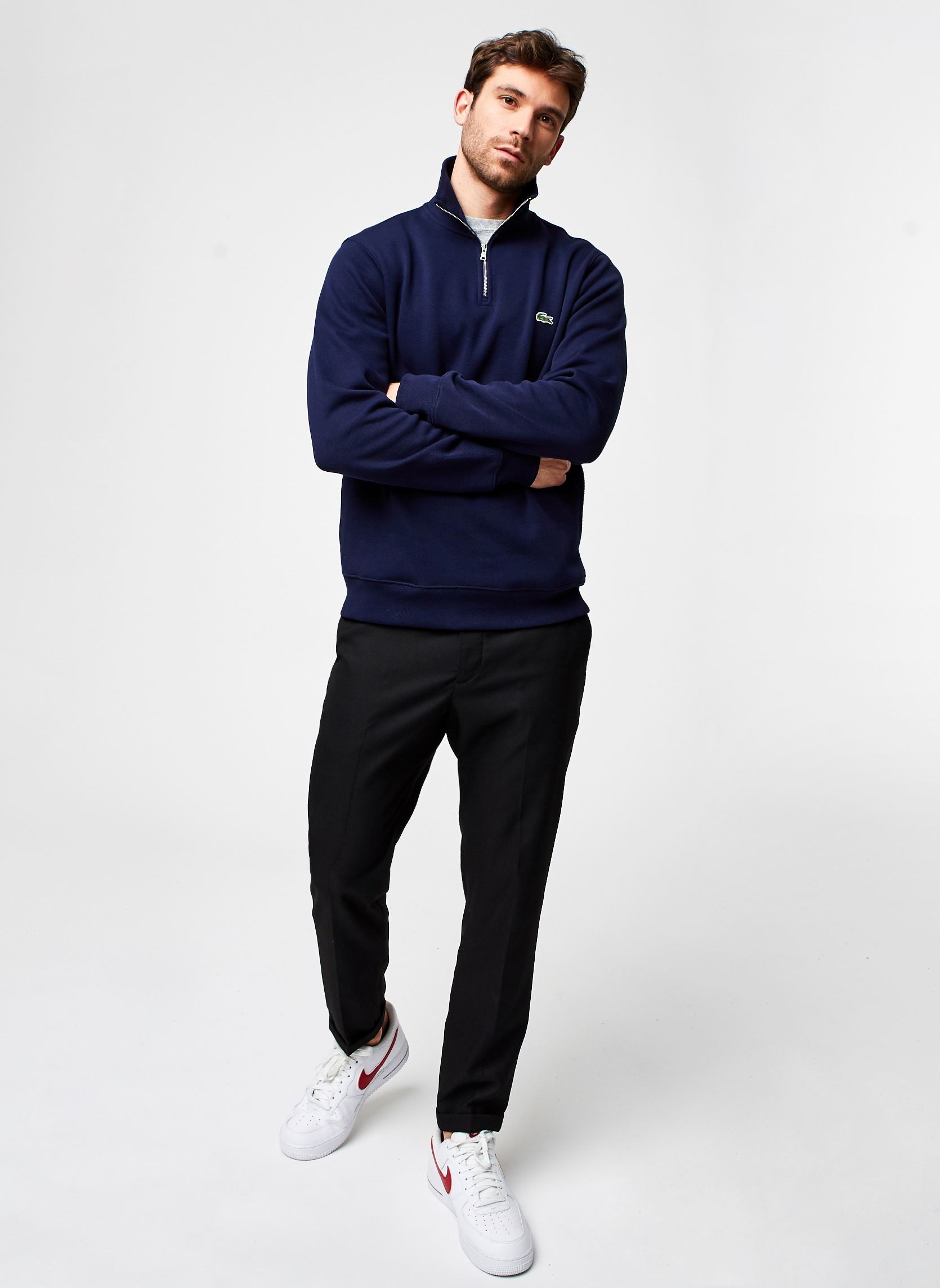 Sweats Pull ML Demi-Zip SH1927 homme bleu Lacoste Sweats Pull ML Demi-Zip SH1927 homme bleu 166 MARINE