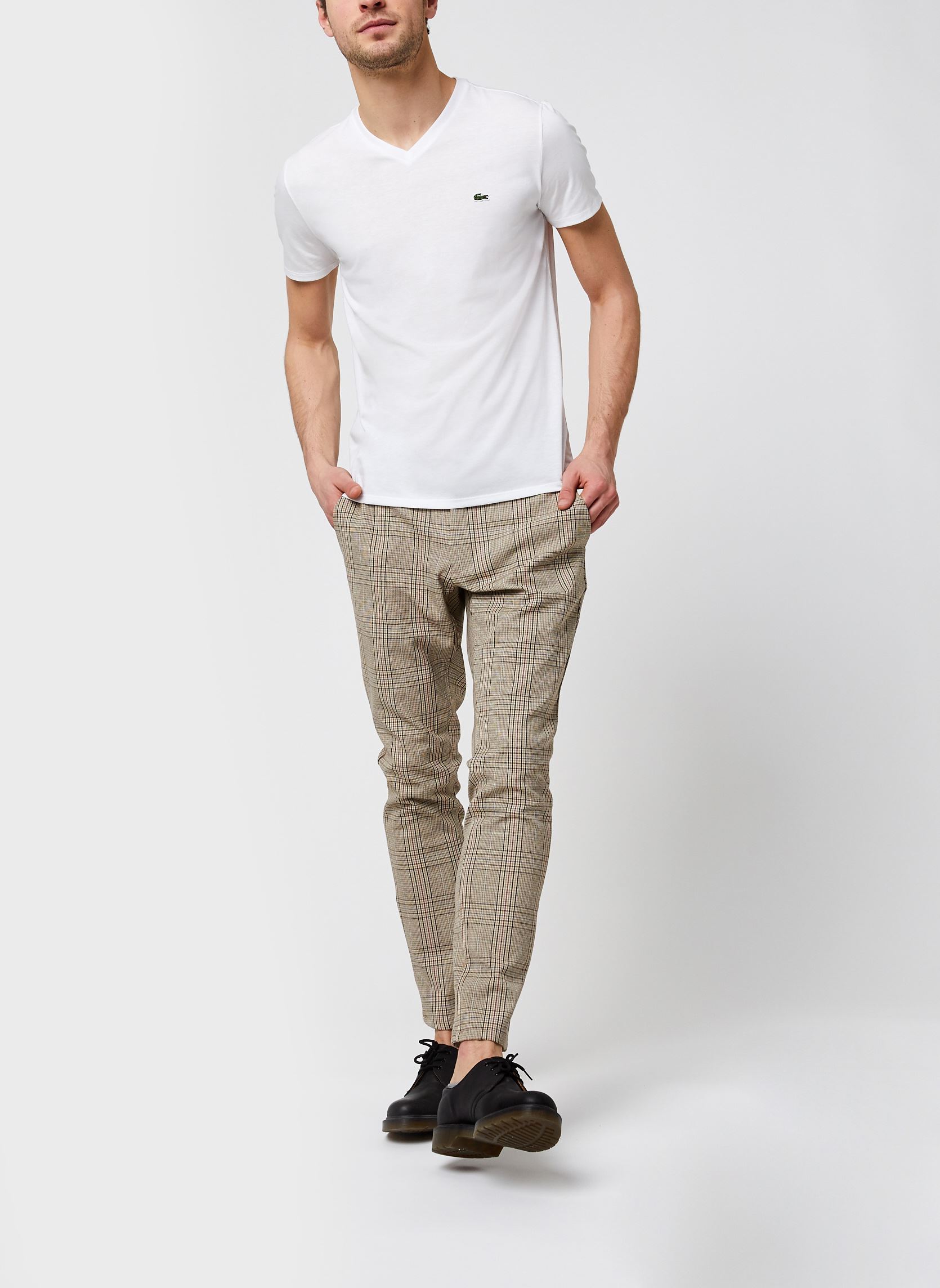 Tee-shirts T-shirt col V en jersey de coton homme blanc Lacoste Tee-shirts T-shirt col V en jersey de coton homme blanc BLANC