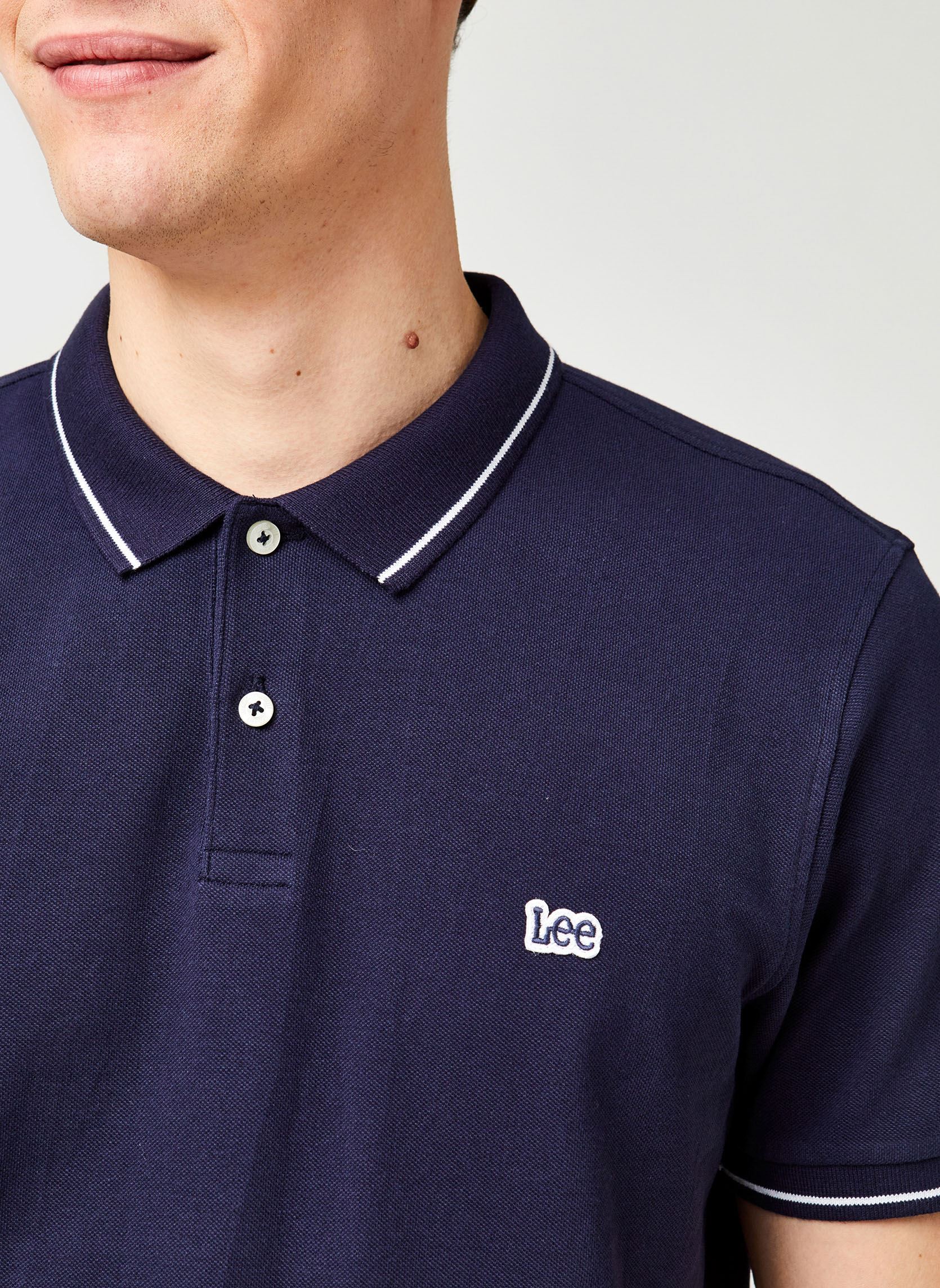 Polos Pique Polo homme bleu Lee Polos Pique Polo homme bleu NAVY