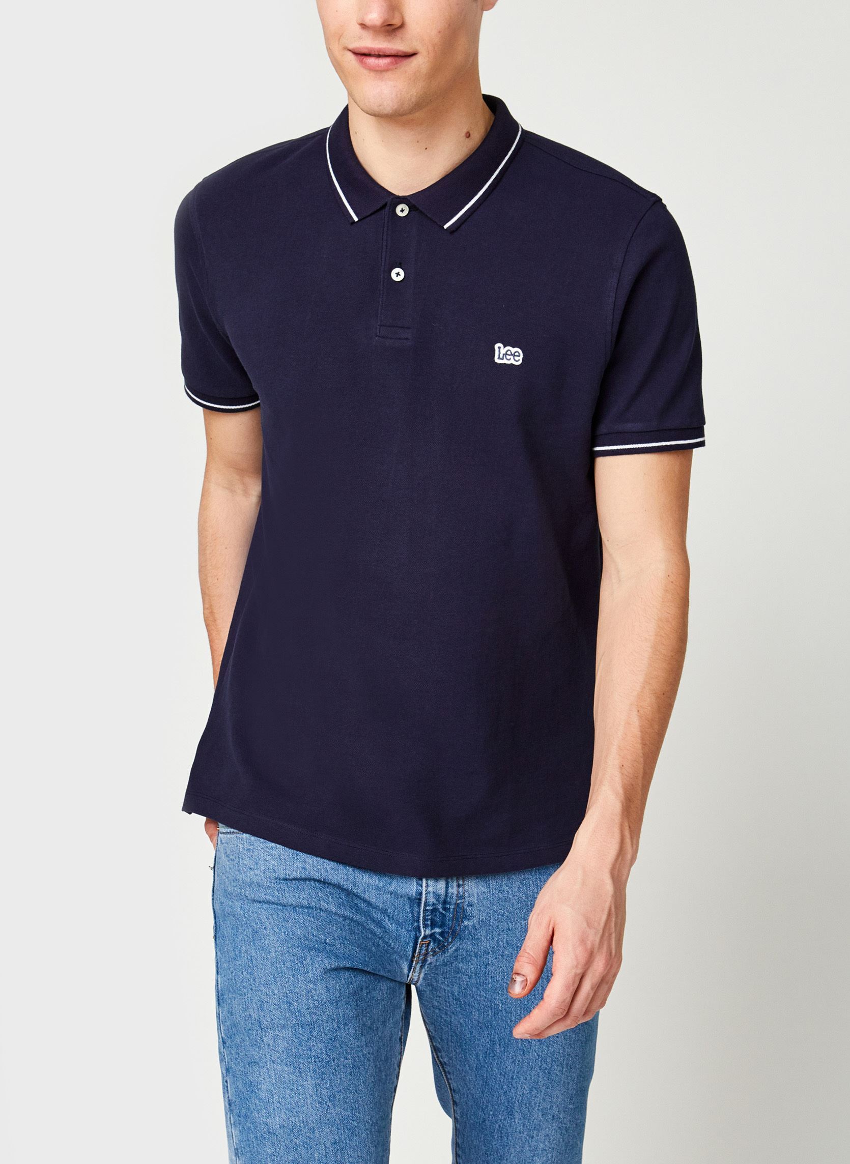 Polos Pique Polo homme bleu Lee Polos Pique Polo homme bleu NAVY