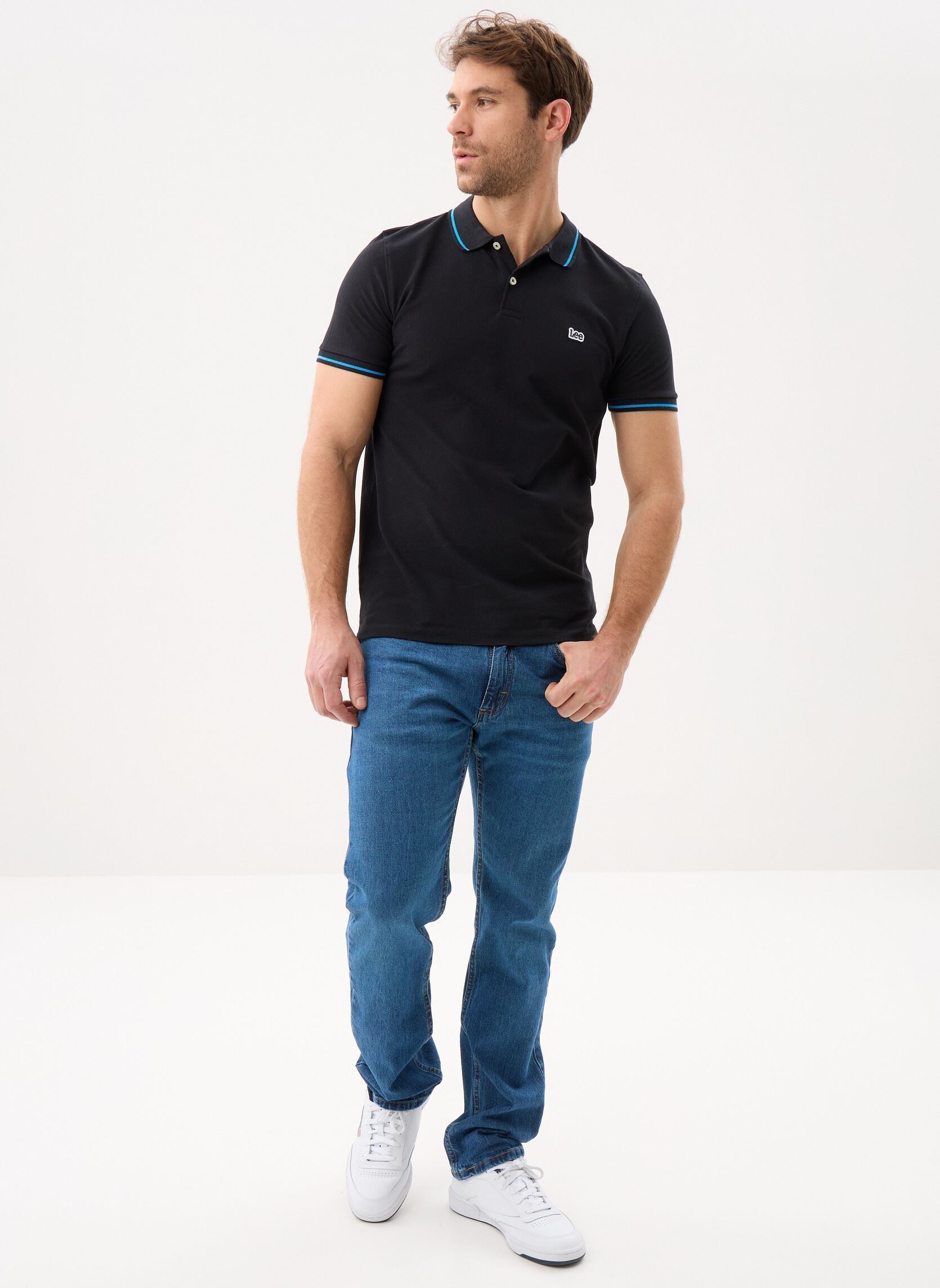 Polos Pique Polo homme noir Lee Polos Pique Polo homme noir BLACK