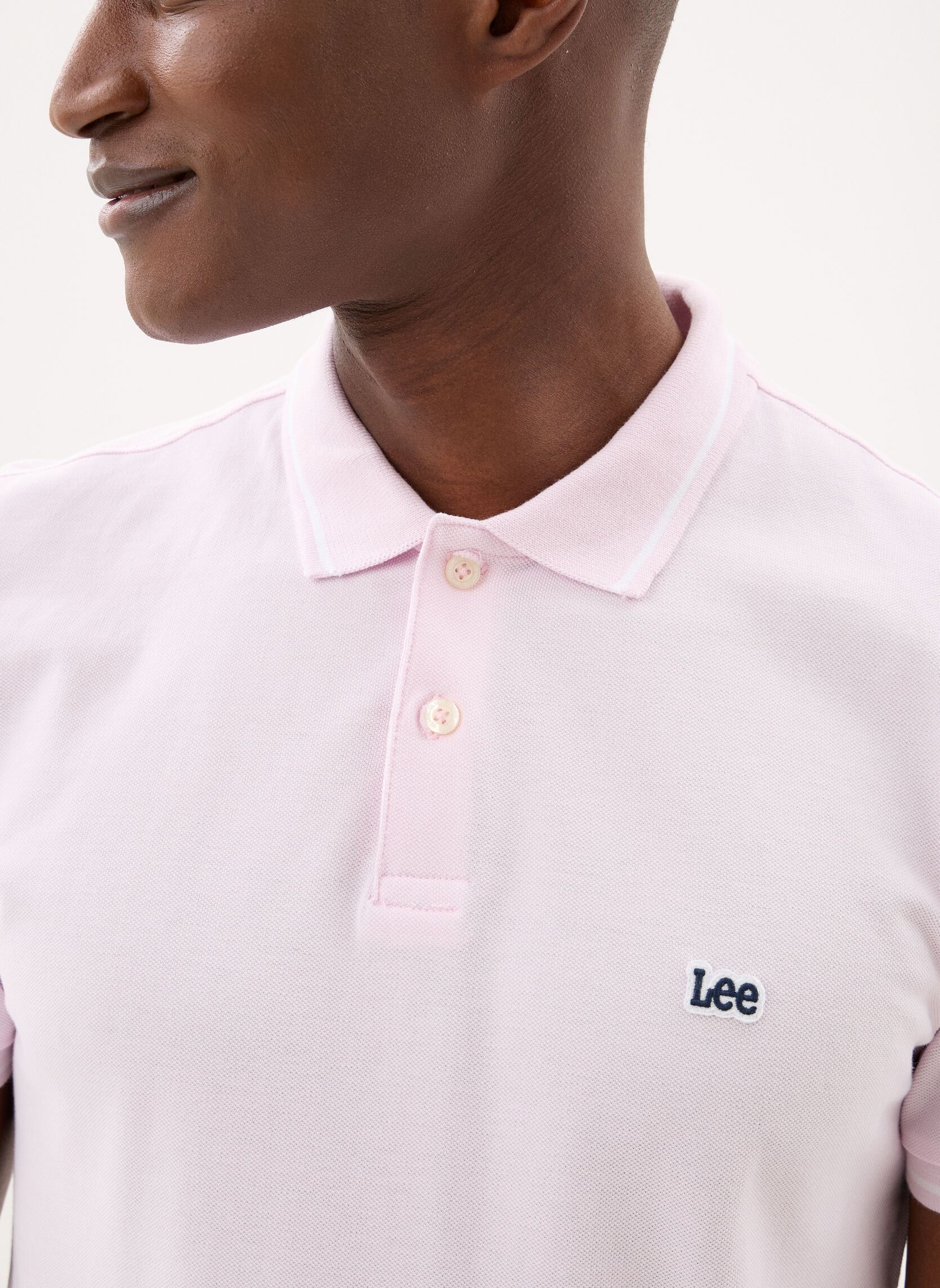 Polos Pique Polo homme rose Lee Polos Pique Polo homme rose LIGHT ICY PINK