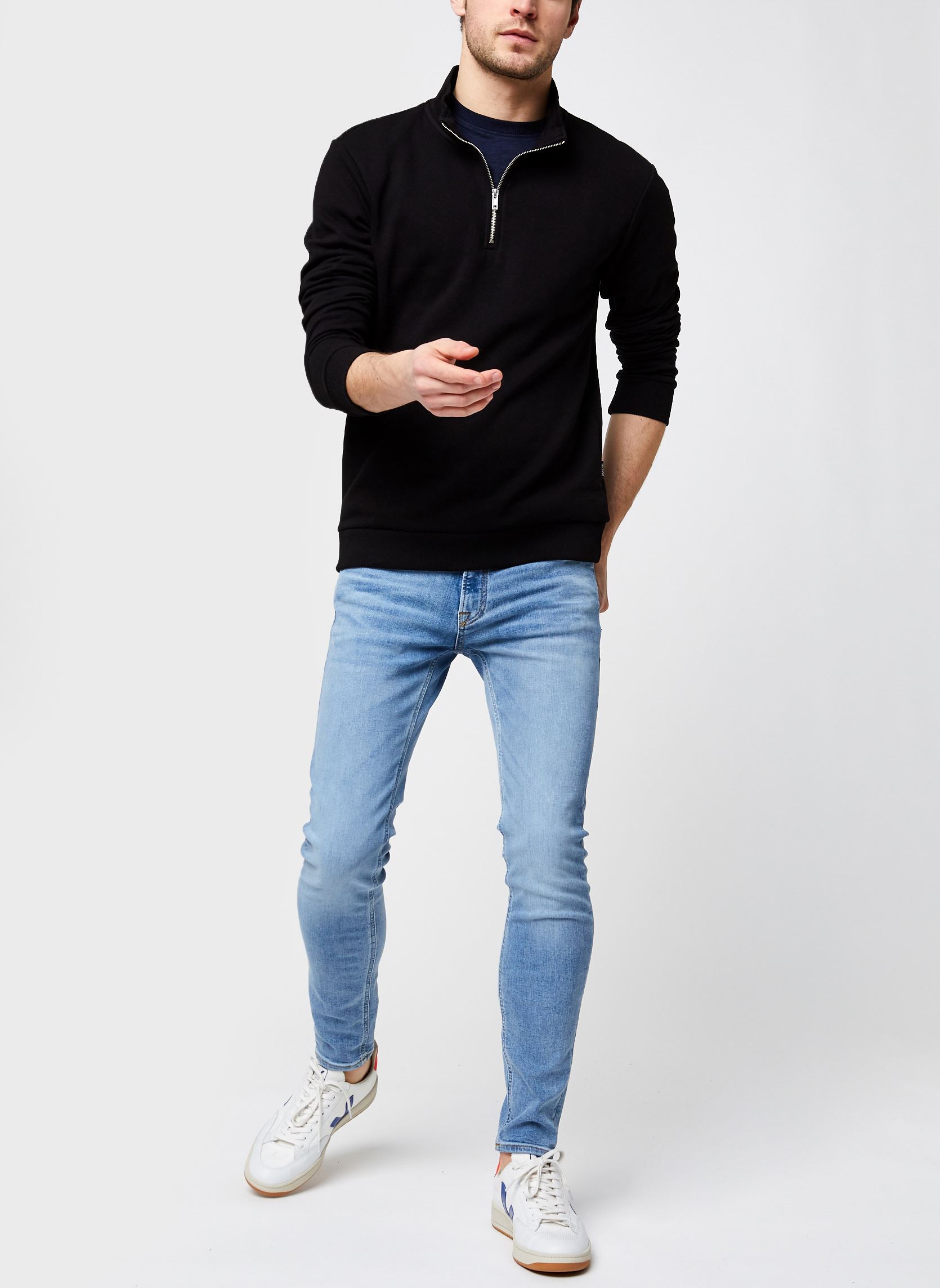 Sweats zippés Onsceres Life Half Zip Sweat homme noir Only & Sons Sweats zippés Onsceres Life Half Zip Sweat homme noir BLACK