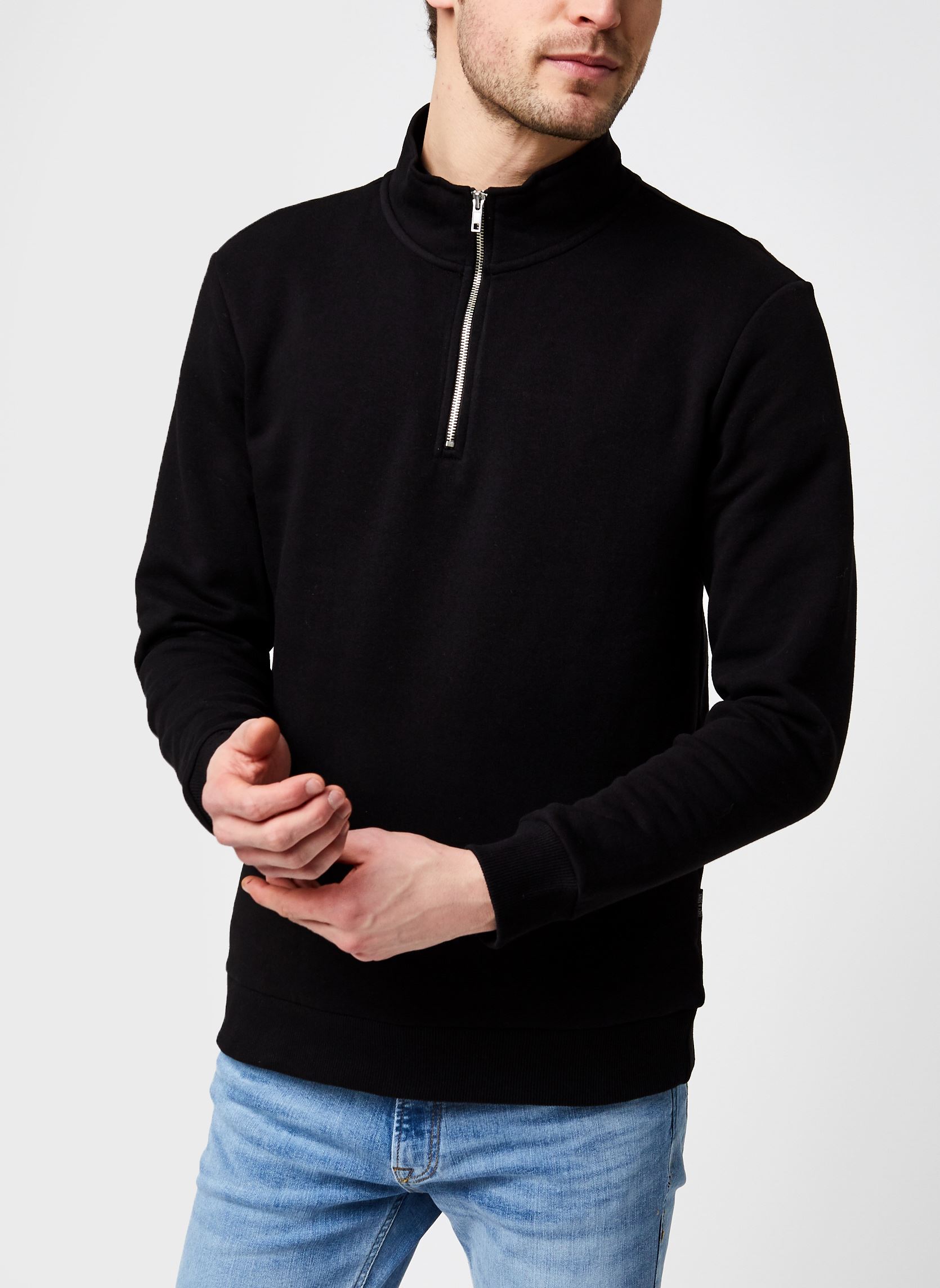 Sweats zippés Onsceres Life Half Zip Sweat homme noir Only & Sons Sweats zippés Onsceres Life Half Zip Sweat homme noir BLACK