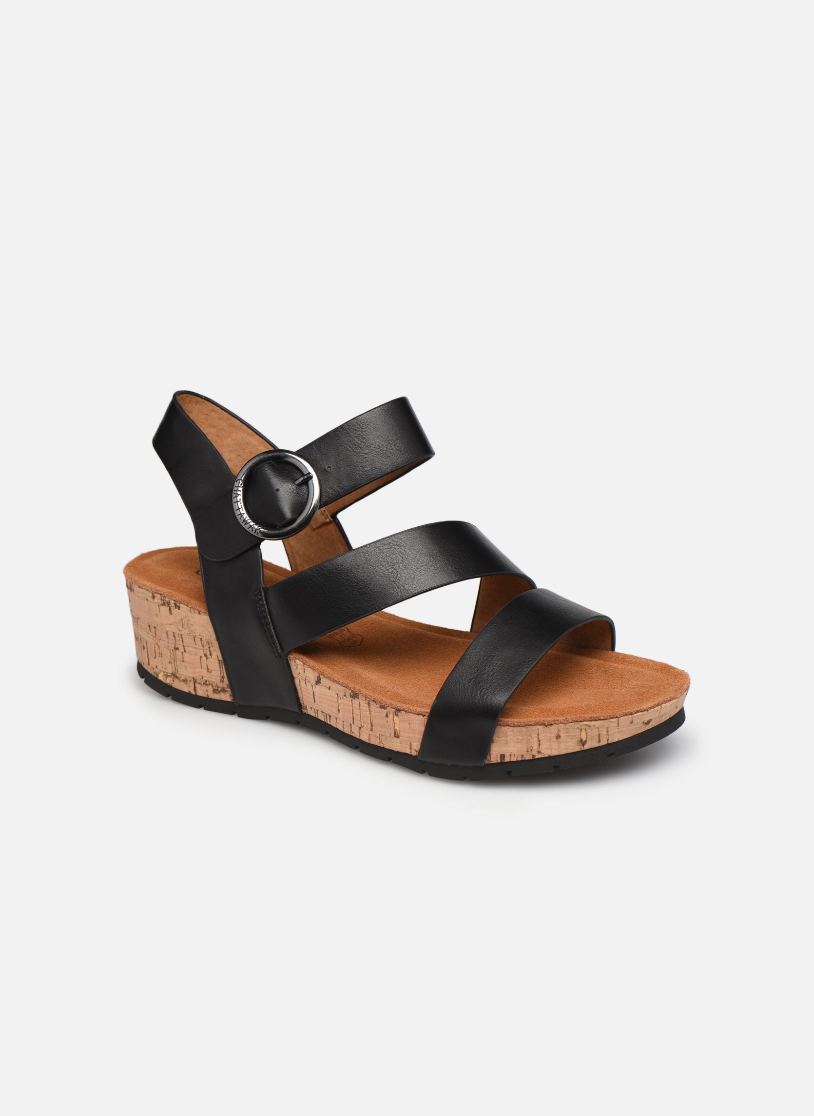Sandalen met sleehak en plateau LILOU dames zwart Chattawak Sandalen met sleehak en plateau LILOU dames zwart NOIR_