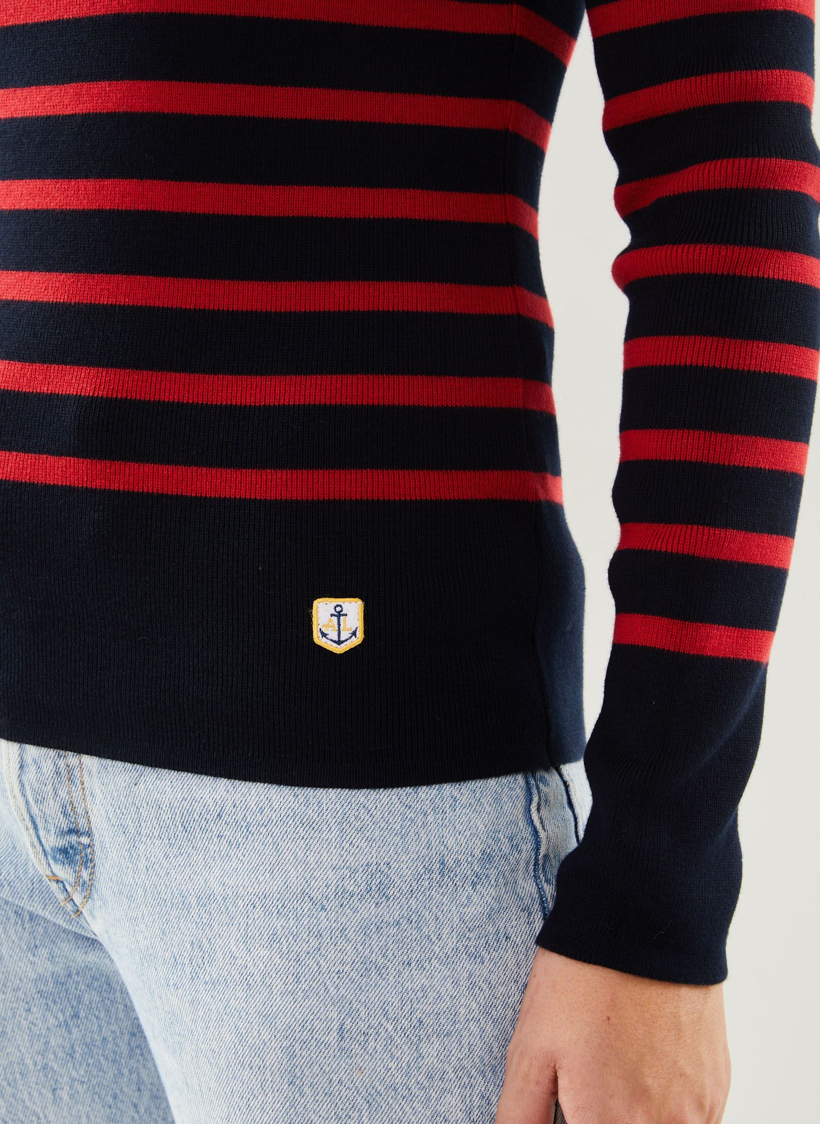 Pull Femme Maine New England Taille 22 Multicolore Rayé Demi-zip