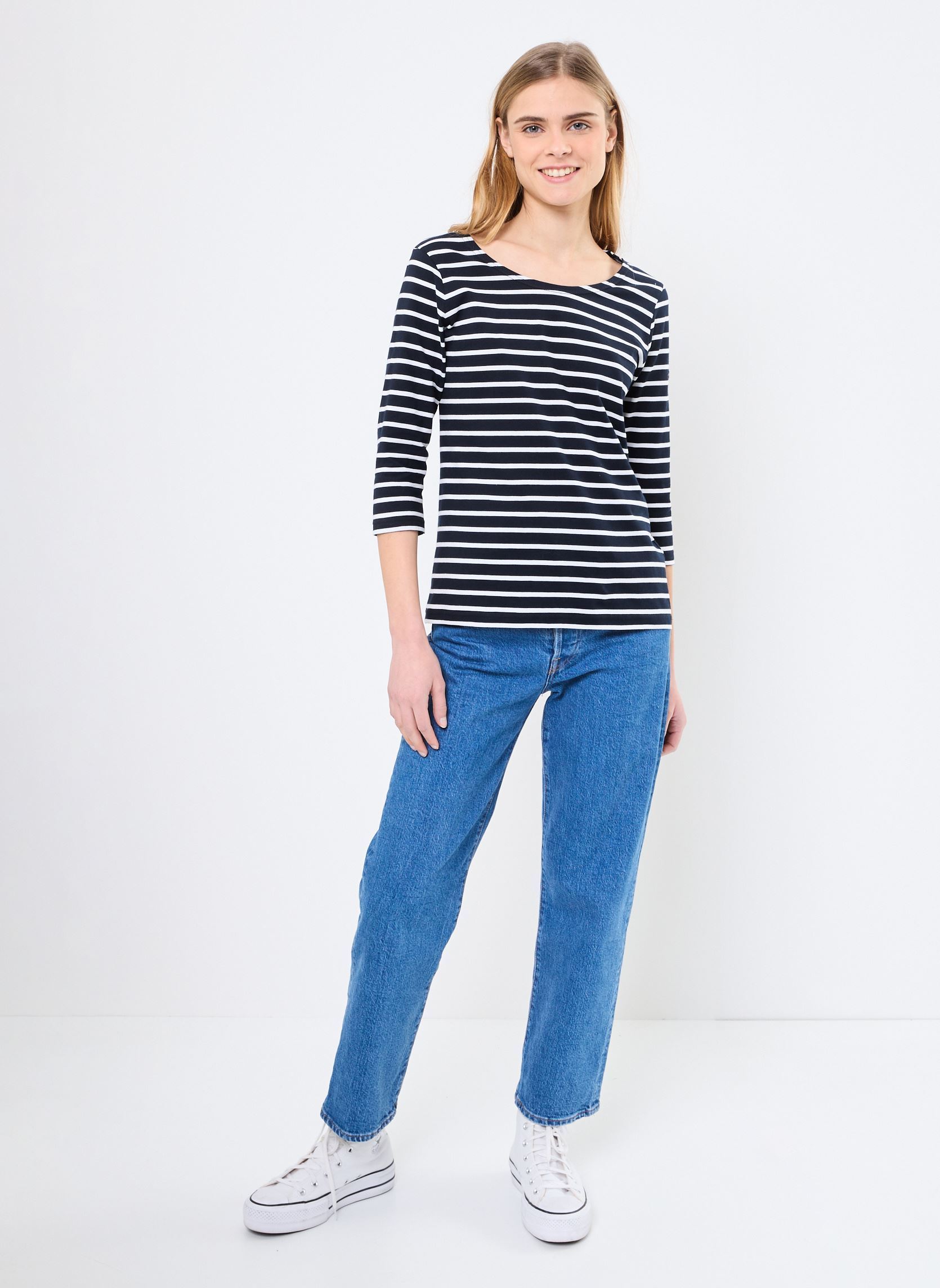 T-Shirts Marinière ''Cap Coz'' Femme damen blau Armor Lux T-Shirts Marinière ''Cap Coz'' Femme damen blau Rich Navy Blanc