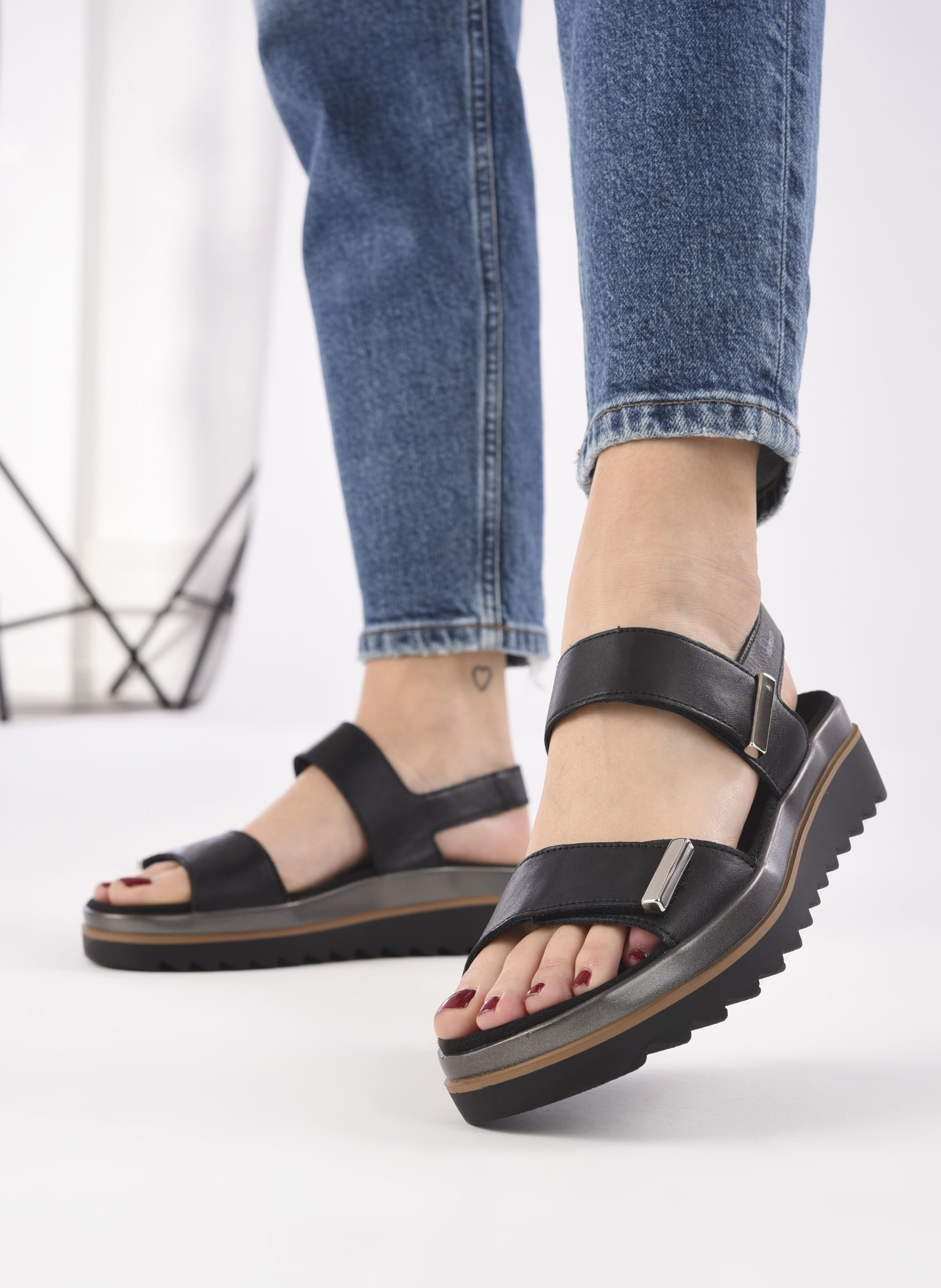 Sandalen met sleehak en plateau Dominica dames zwart Mephisto Sandalen met sleehak en plateau Dominica dames zwart BLACK