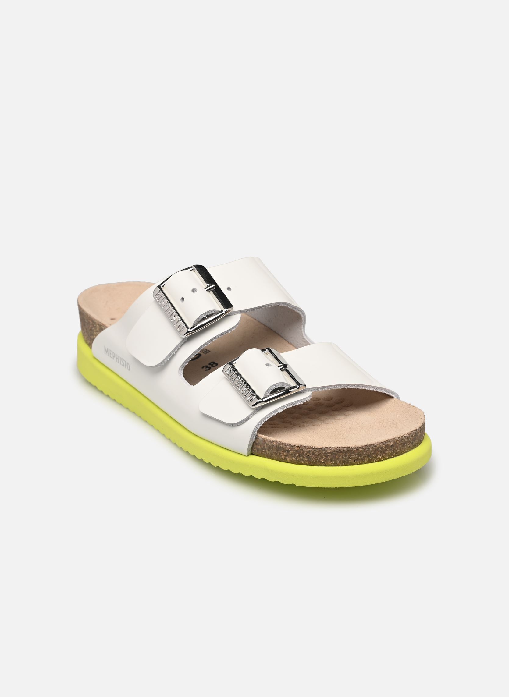 Mules Mephisto Hester Femme - Cuir Pleine Fleur - Semelle Soft Air Liège - Talon Plat 1,2 Cm - Boucle Réglable - Largeur G