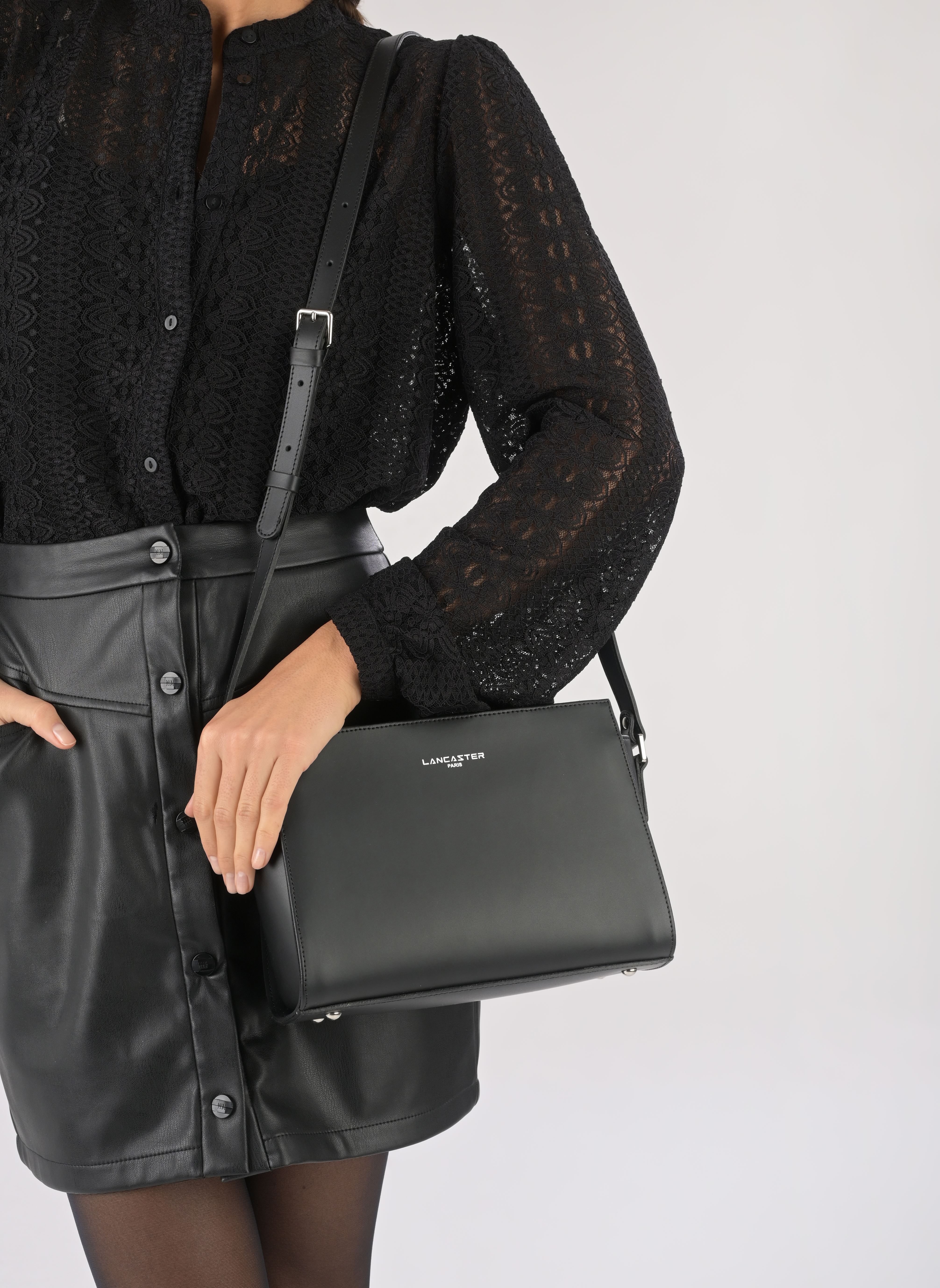 Bandolera Sac Trotteur Zippée Smooth mujer negro Lancaster Bandolera Sac Trotteur Zippée Smooth mujer negro NOIR