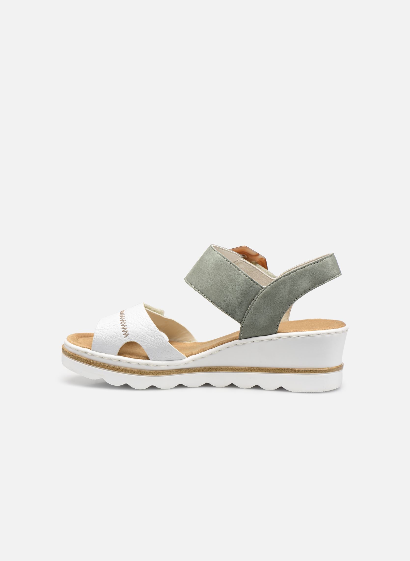 Sandalen met sleehak en plateau Rym dames zilver Rieker Sandalen met sleehak en plateau Rym dames zilver WEISS/MINT/WEISS