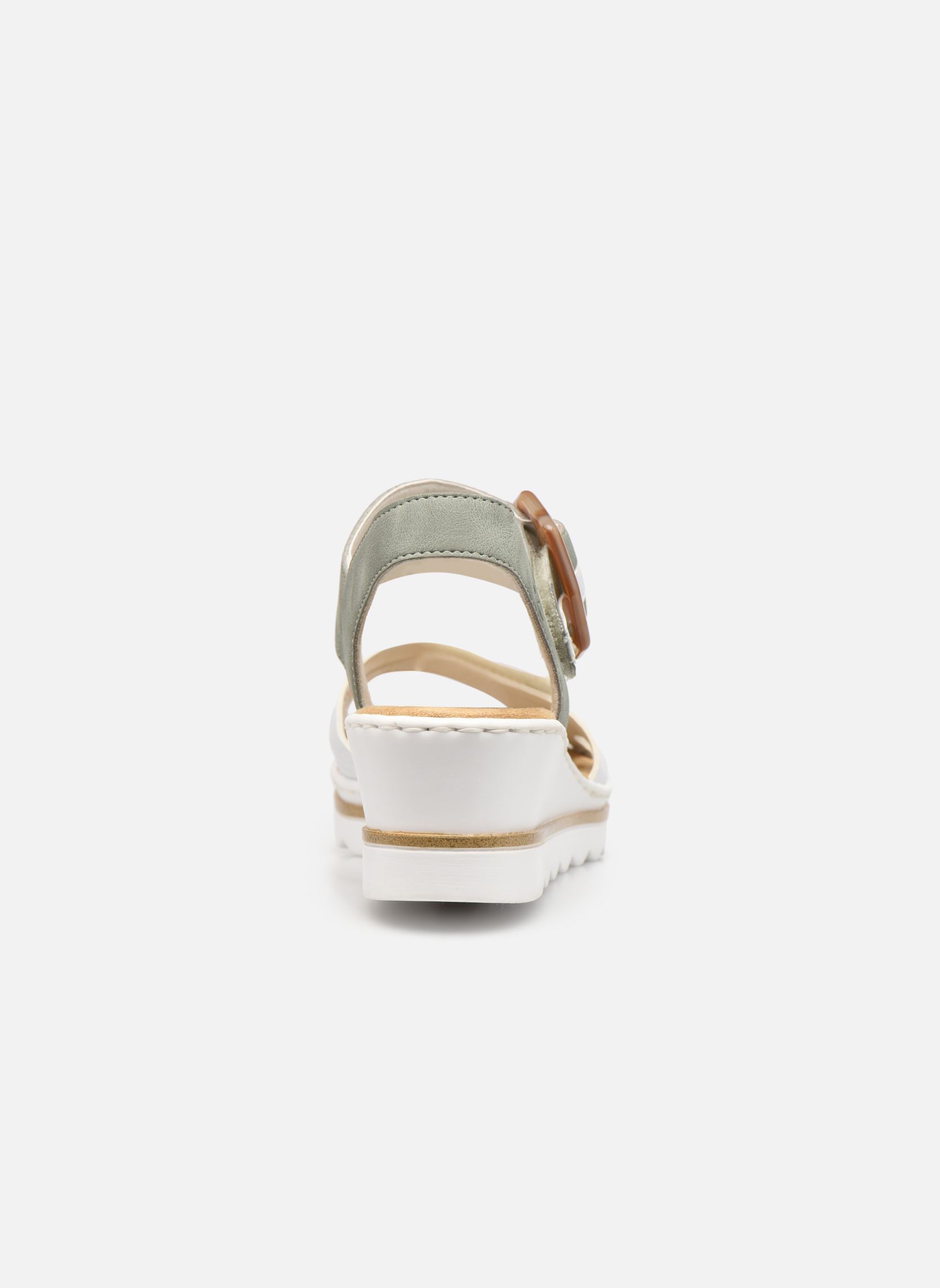 Sandalen met sleehak en plateau Rym dames zilver Rieker Sandalen met sleehak en plateau Rym dames zilver WEISS/MINT/WEISS