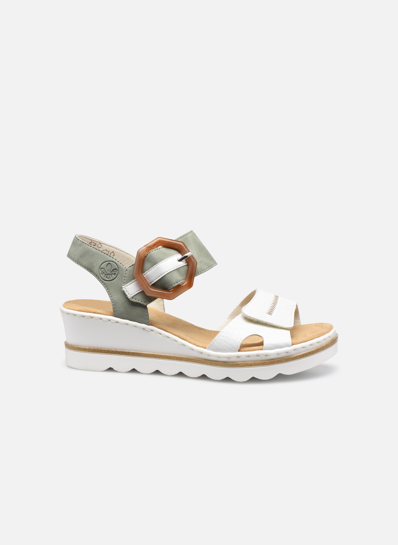 Sandalen met sleehak en plateau Rym dames zilver Rieker Sandalen met sleehak en plateau Rym dames zilver WEISS/MINT/WEISS