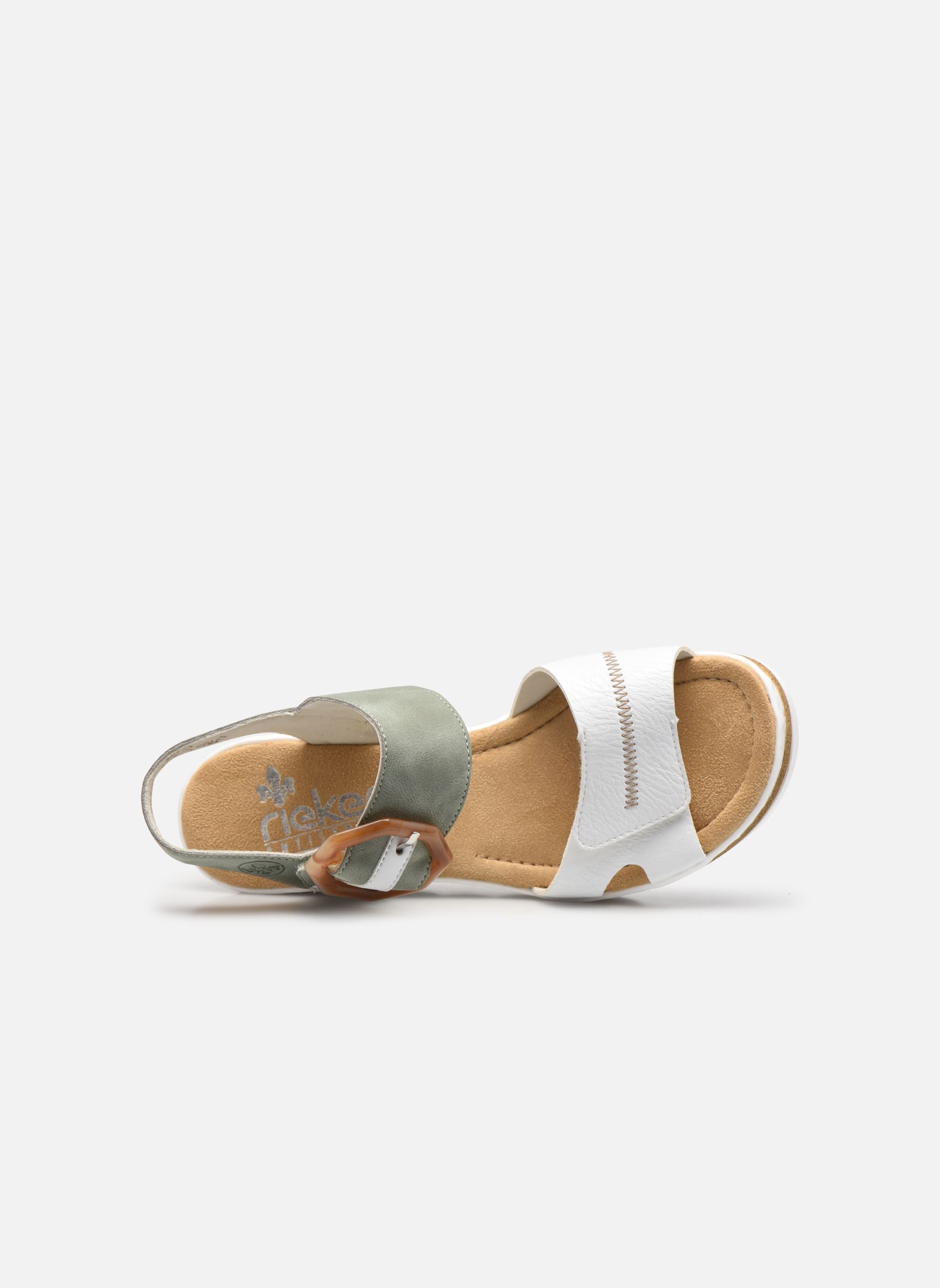 Sandalen met sleehak en plateau Rym dames zilver Rieker Sandalen met sleehak en plateau Rym dames zilver WEISS/MINT/WEISS