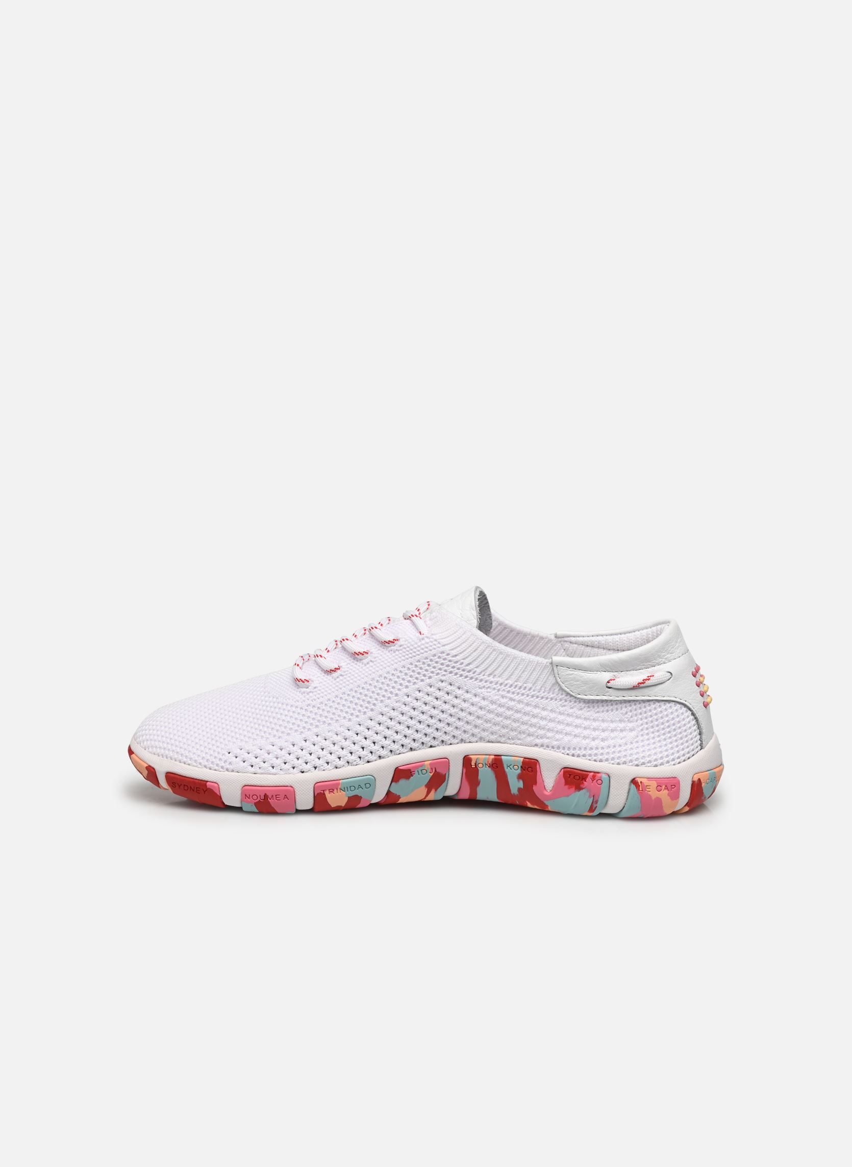 TBS Claudie - Sneakers Donna In Pelle Bianca, Tacco Piatto 3 Cm, Chiusura Con Lacci (Taglia 38 EU)
