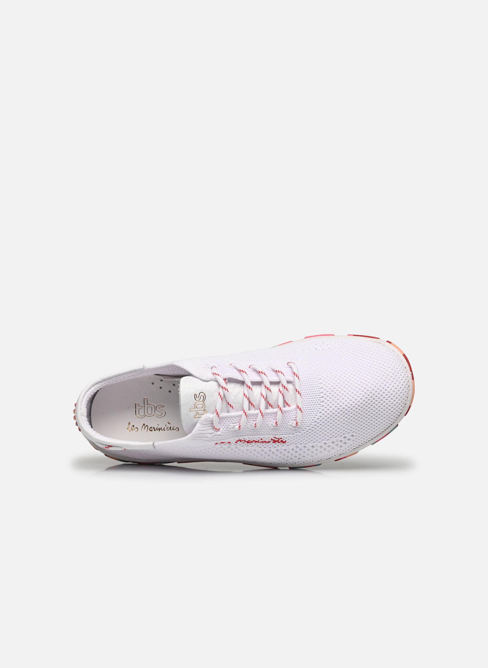 TBS Claudie - Sneakers Donna In Pelle Bianca, Tacco Piatto 3 Cm, Chiusura Con Lacci (Taglia 38 EU)