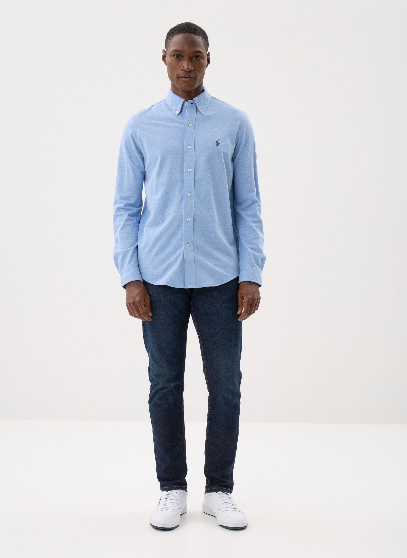Chemises Chemise ultra légère en coton piqué homme bleu Polo Ralph Lauren Chemises Chemise ultra légère en coton piqué homme bleu ISLE HEATHER/C7940