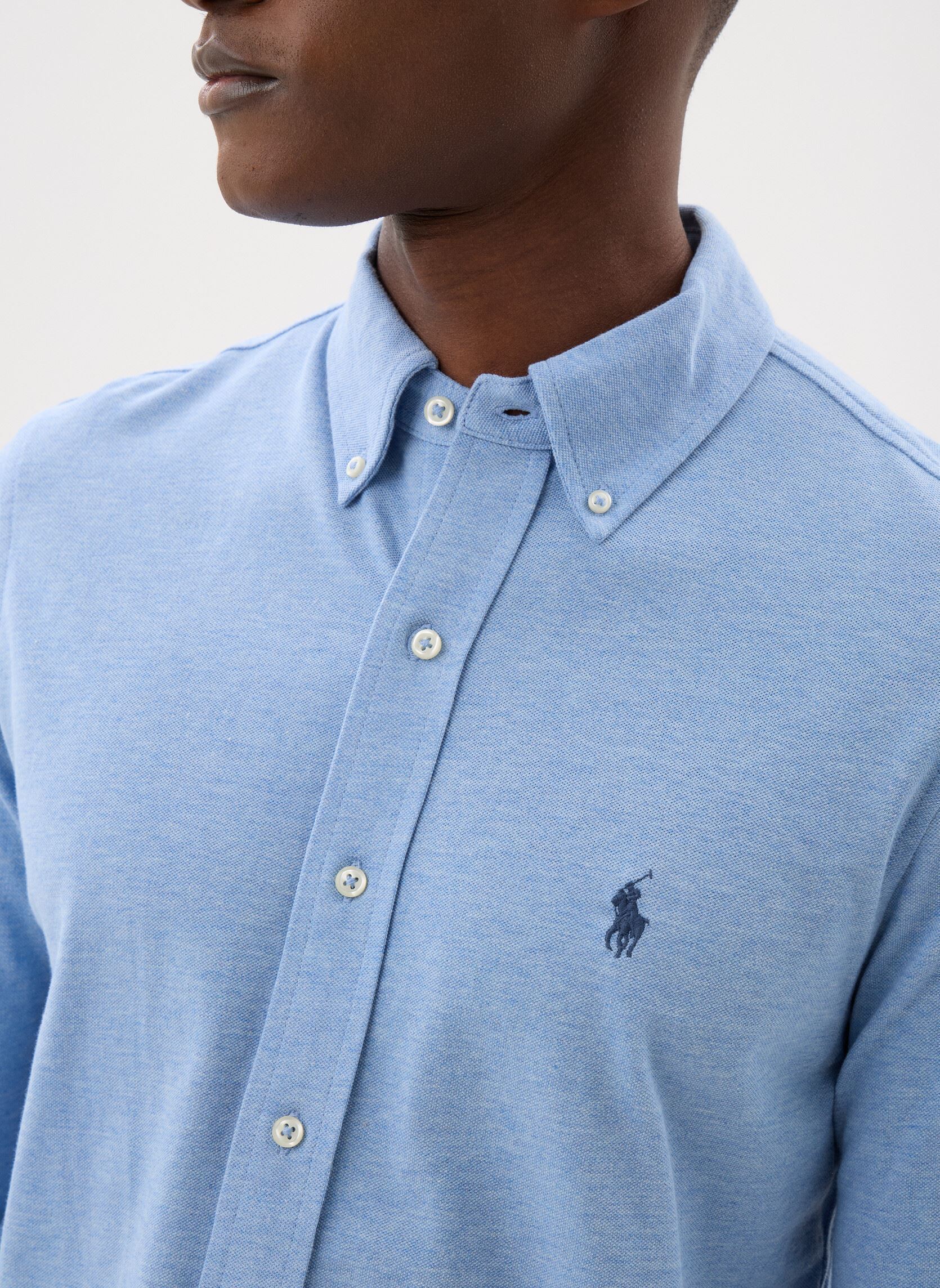 Chemises Chemise ultra légère en coton piqué homme bleu Polo Ralph Lauren Chemises Chemise ultra légère en coton piqué homme bleu ISLE HEATHER/C7940