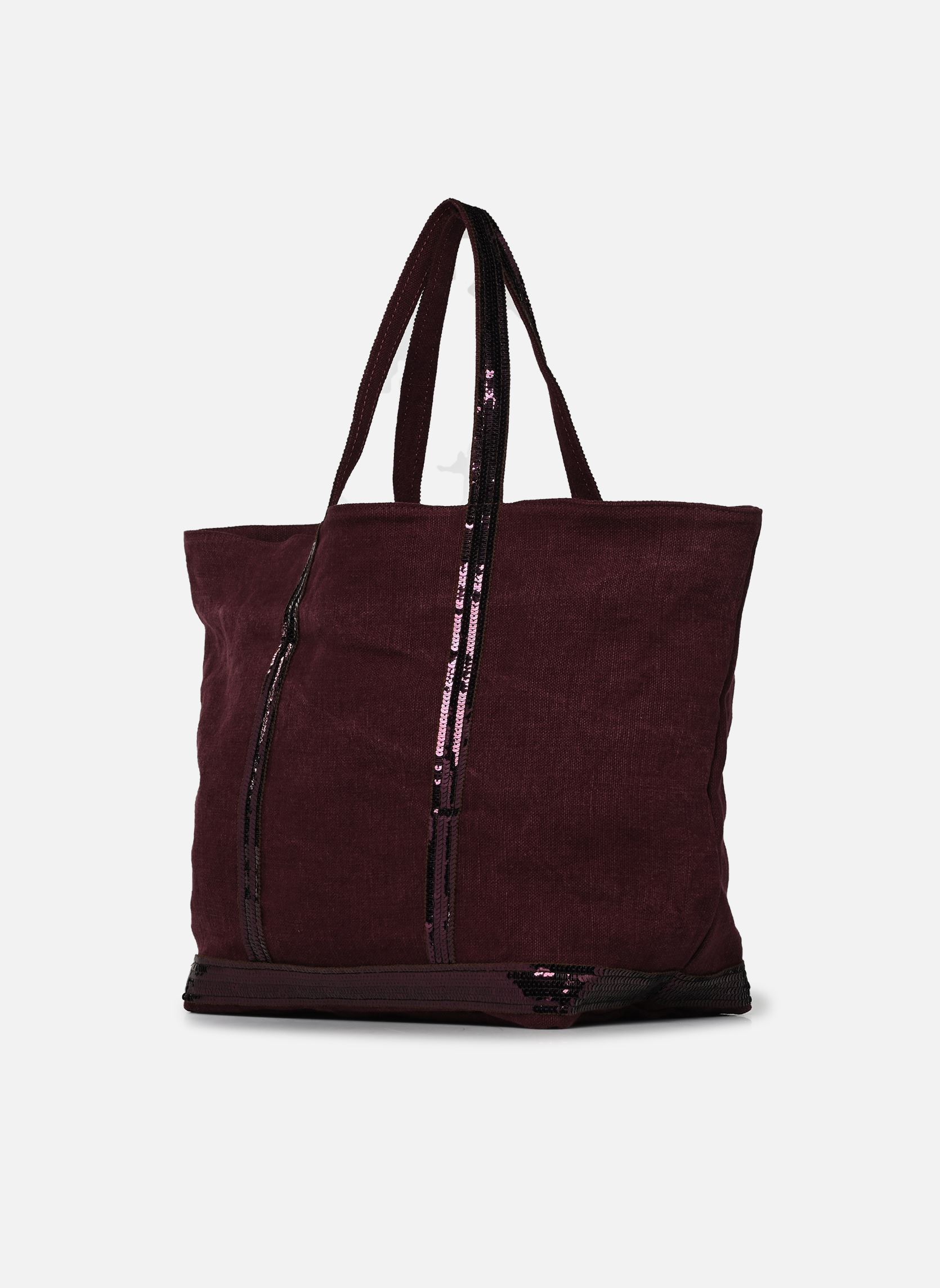 Cabas Cabas L Porte Epaule En Lin Et Paillette femme bordeaux Vanessa Bruno Cabas Cabas L Porte Epaule En Lin Et Paillette femme bordeaux AUBERGINE