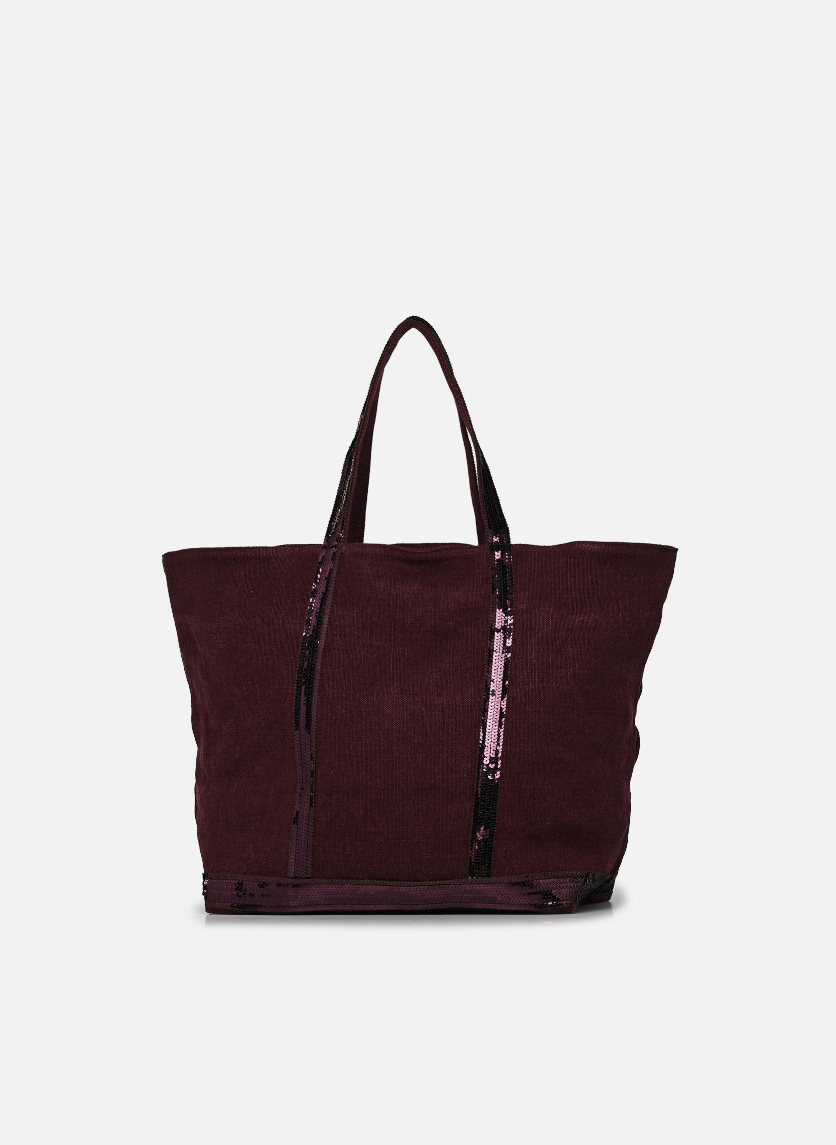 Cabas Cabas L Porte Epaule En Lin Et Paillette femme bordeaux Vanessa Bruno Cabas Cabas L Porte Epaule En Lin Et Paillette femme bordeaux AUBERGINE