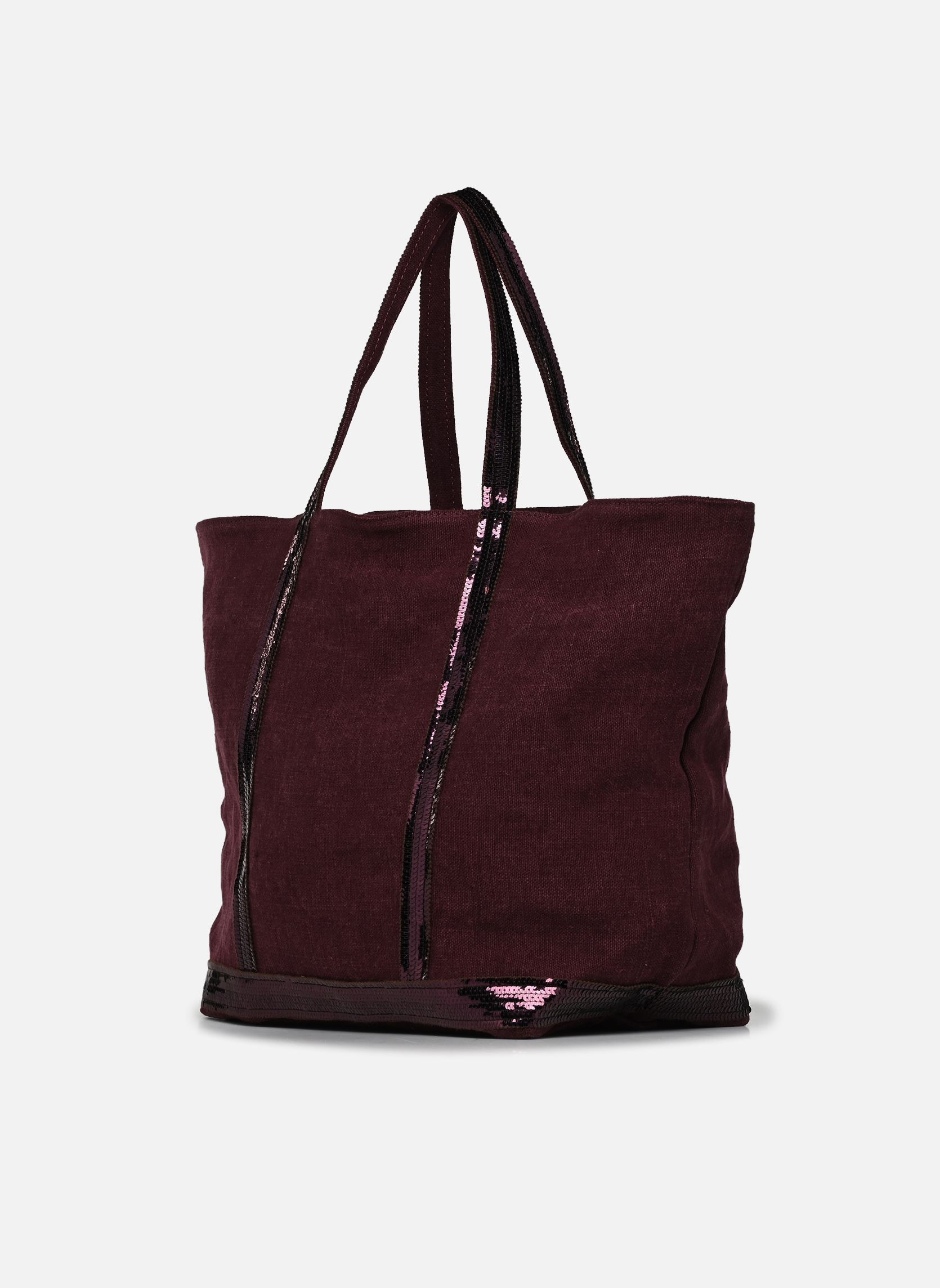 Cabas Cabas L Porte Epaule En Lin Et Paillette femme bordeaux Vanessa Bruno Cabas Cabas L Porte Epaule En Lin Et Paillette femme bordeaux AUBERGINE