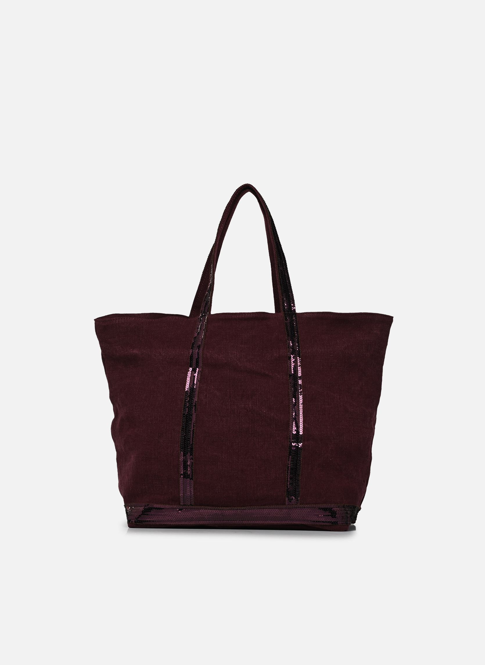 Cabas Cabas L Porte Epaule En Lin Et Paillette femme bordeaux Vanessa Bruno Cabas Cabas L Porte Epaule En Lin Et Paillette femme bordeaux AUBERGINE