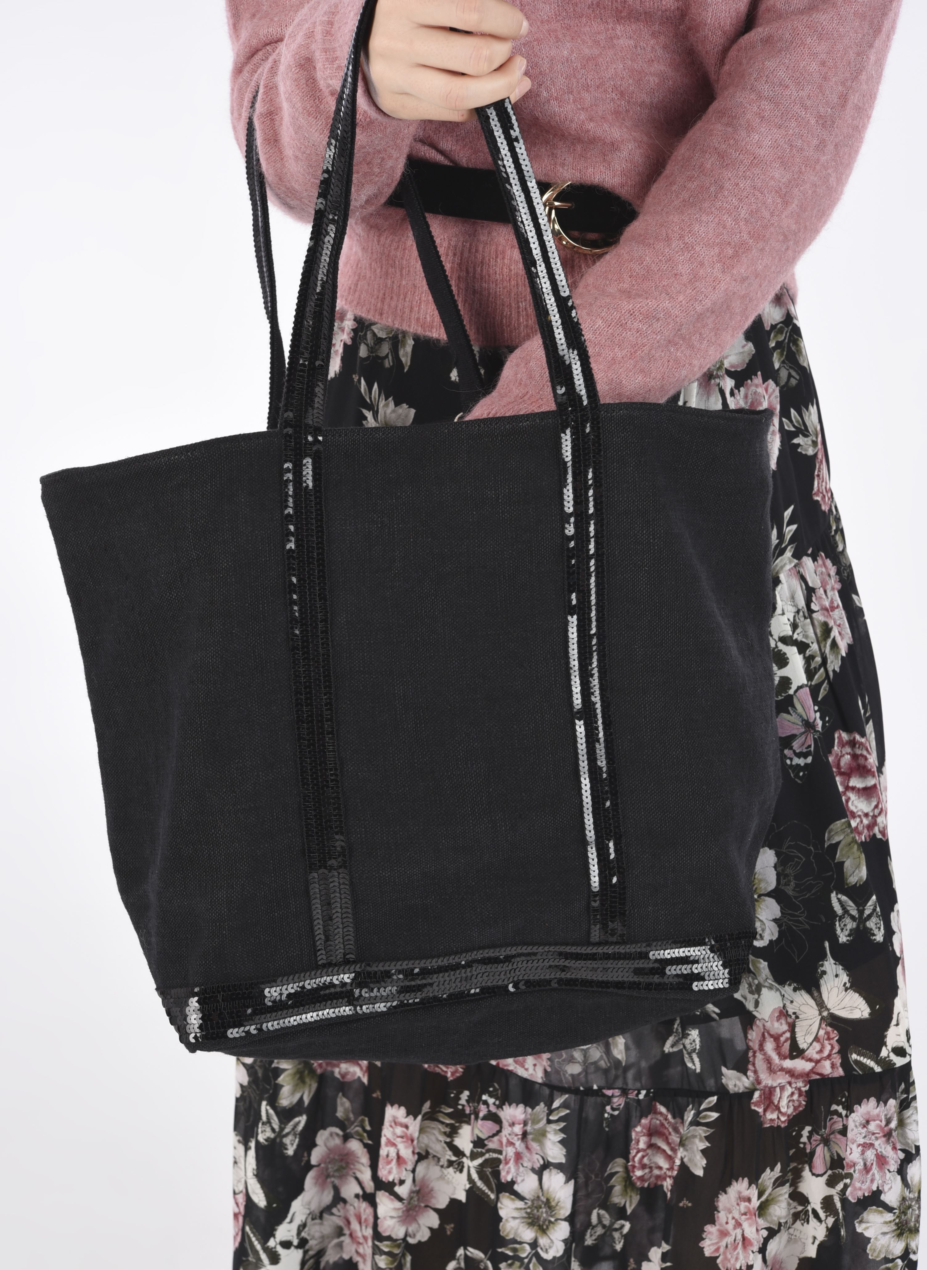 Cabas Cabas L Porte Epaule En Lin Et Paillette femme noir Vanessa Bruno Cabas Cabas L Porte Epaule En Lin Et Paillette femme noir NOIR