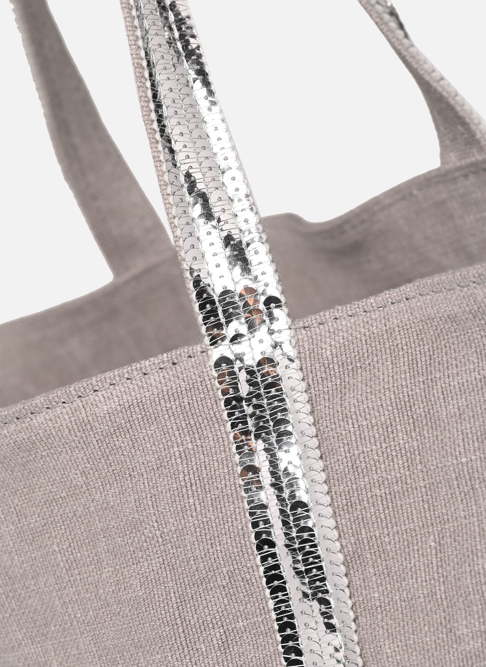 Cabas Cabas L Porte Epaule En Lin Et Paillette femme gris Vanessa Bruno Cabas Cabas L Porte Epaule En Lin Et Paillette femme gris FANTOME