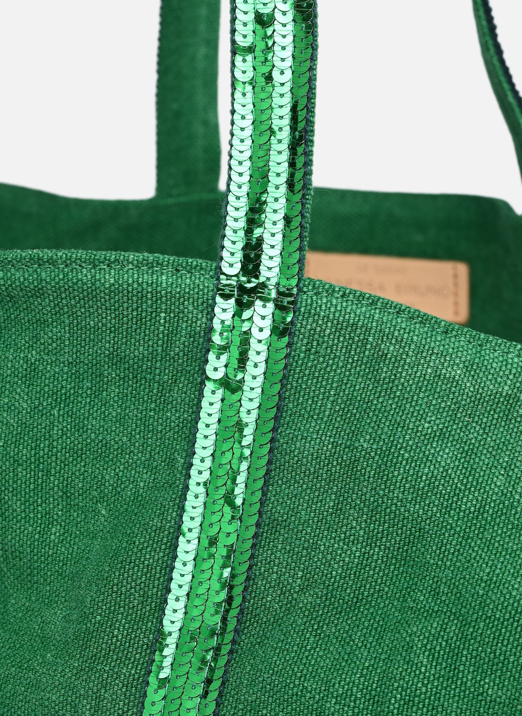 Cabas Cabas L Porte Epaule En Lin Et Paillette femme vert Vanessa Bruno Cabas Cabas L Porte Epaule En Lin Et Paillette femme vert GAZON