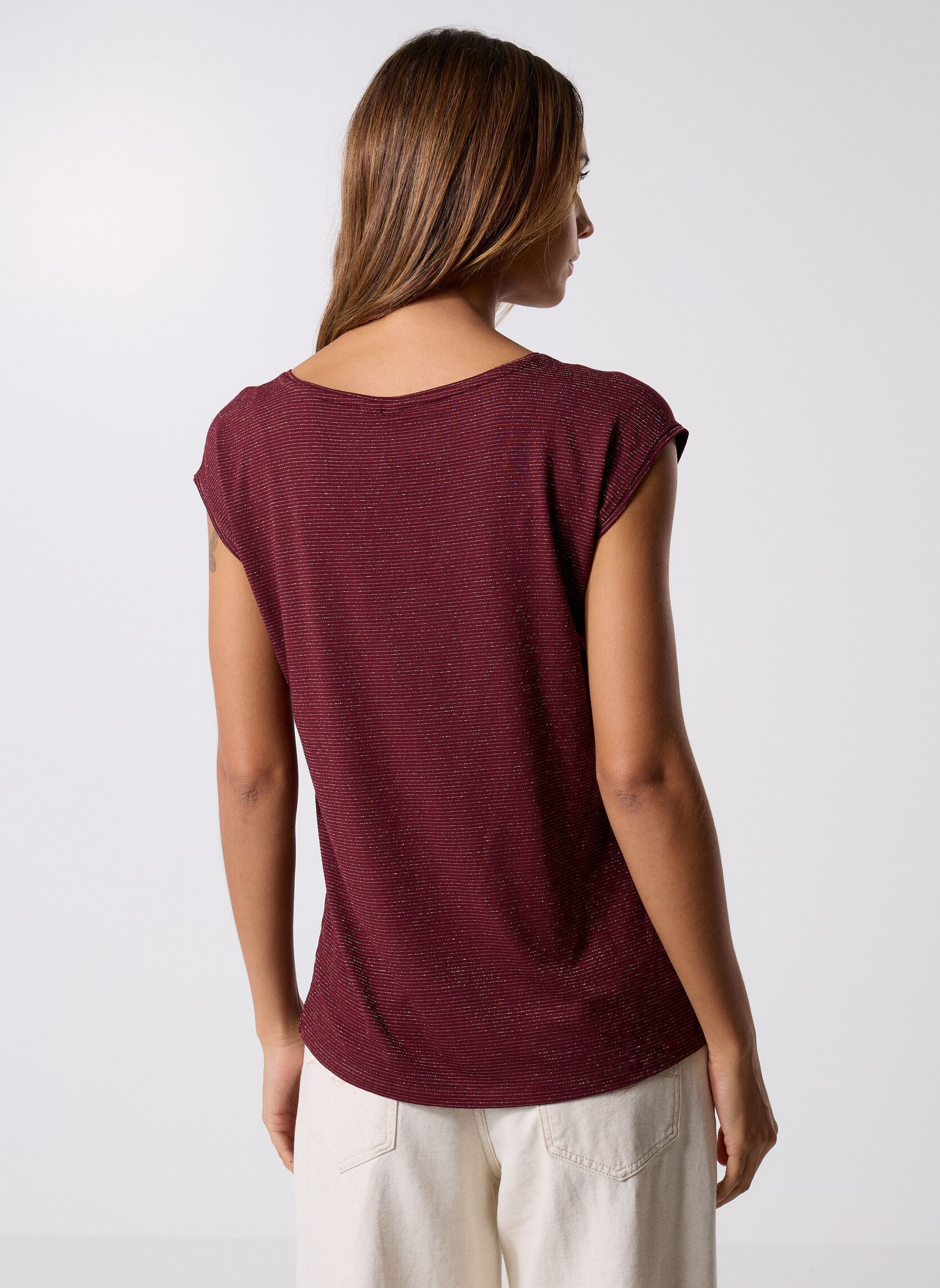 Tee-shirts Pcbillo Tee Lurex Stripes femme bordeaux Pieces Tee-shirts Pcbillo Tee Lurex Stripes femme bordeaux TAWNY PORT