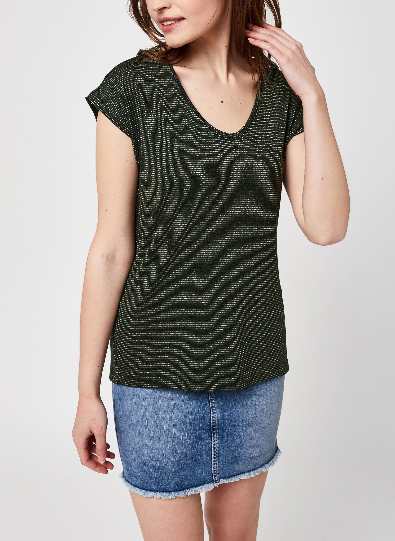 PIECES Damen T-Shirt PCBILLO - Glitter Stripes Noos T-Shirt