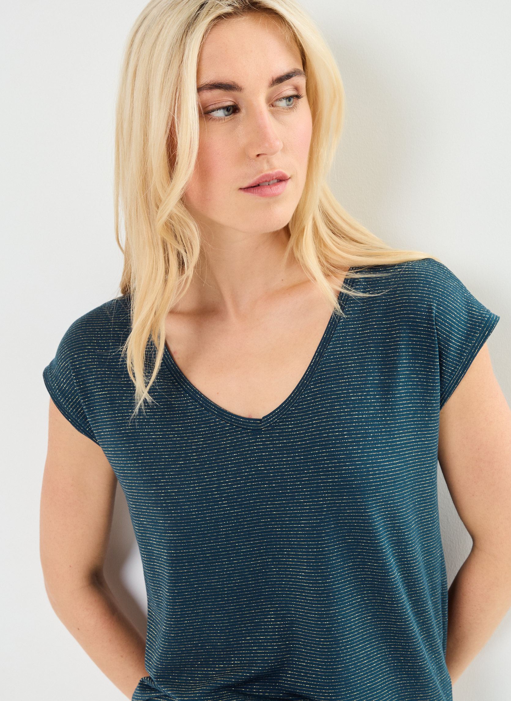 Tee-shirts Pcbillo Tee Lurex Stripes Noos femme vert Pieces Tee-shirts Pcbillo Tee Lurex Stripes Noos femme vert Reflecting Pond