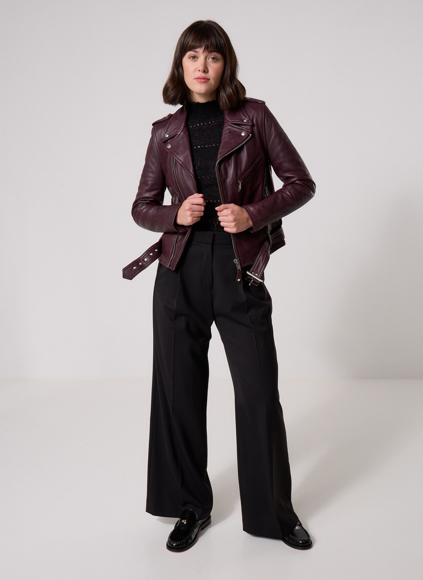Jacken Veste Perfecto Ceinture-LCW8600 damen bordeaux Schott Jacken Veste Perfecto Ceinture-LCW8600 damen bordeaux PLUM