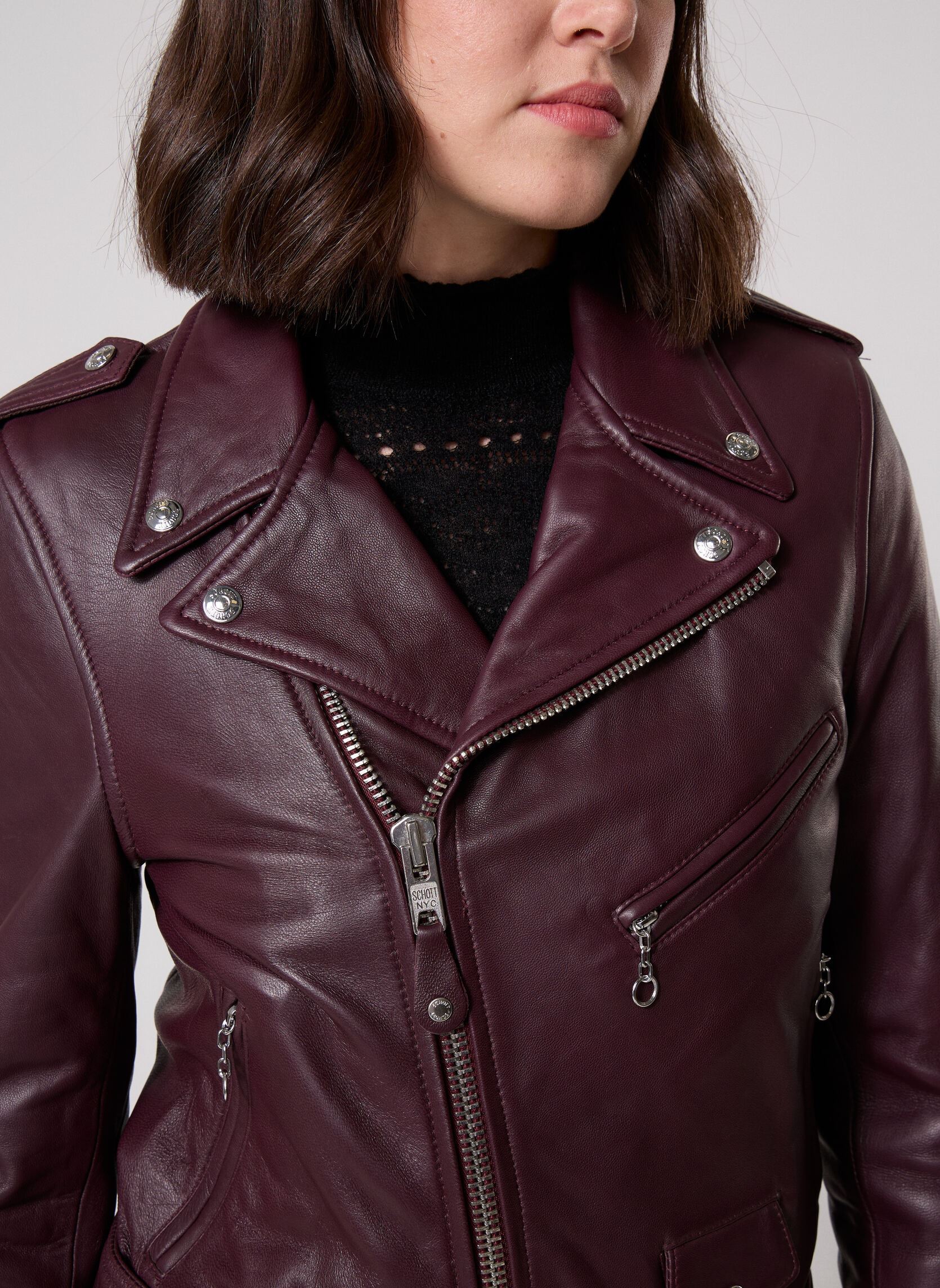 Jacken Veste Perfecto Ceinture-LCW8600 damen bordeaux Schott Jacken Veste Perfecto Ceinture-LCW8600 damen bordeaux PLUM