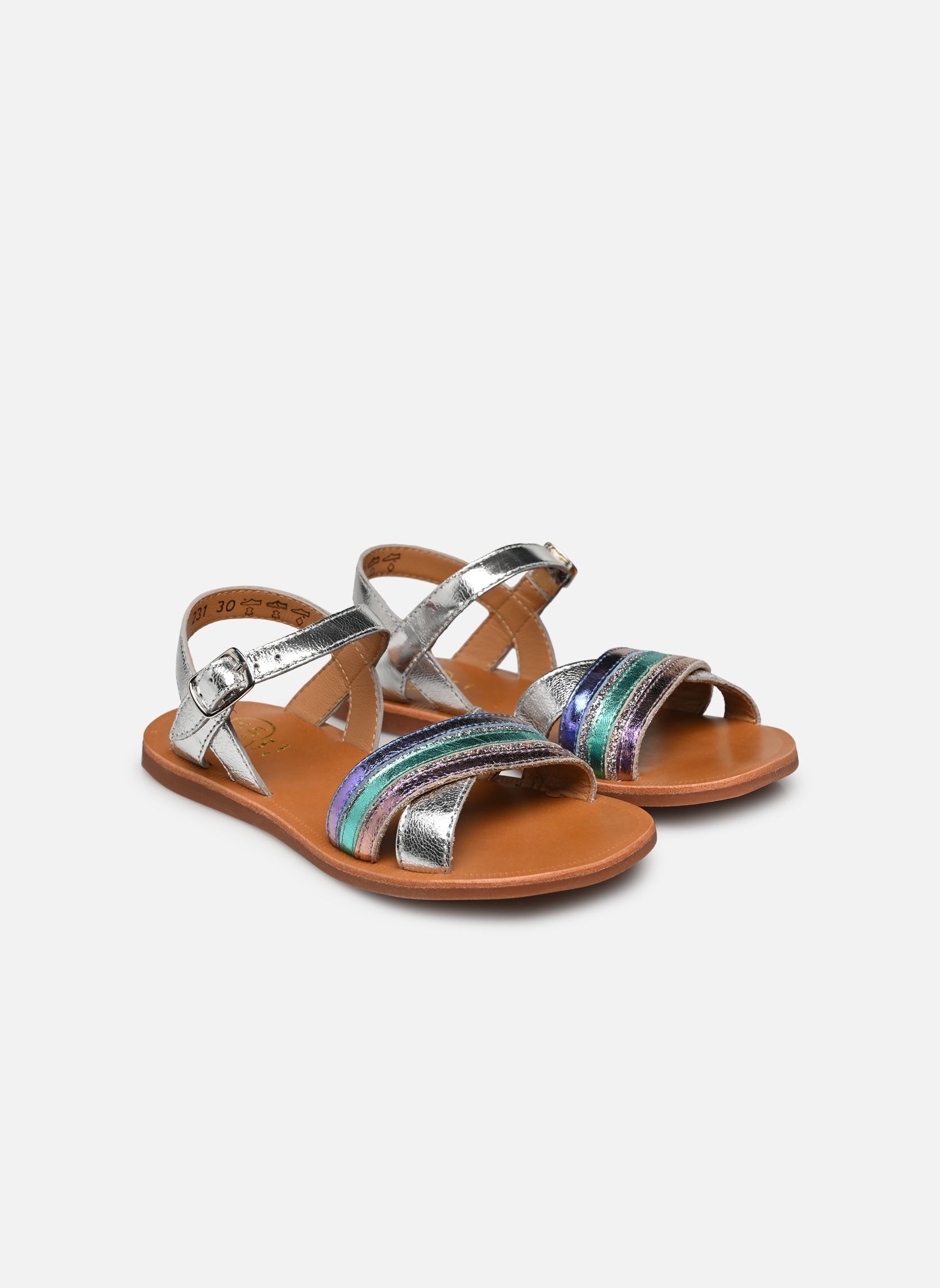 Sandales Plagette Lili fille argent Pom d Api Sandales Plagette Lili fille argent ARGENT