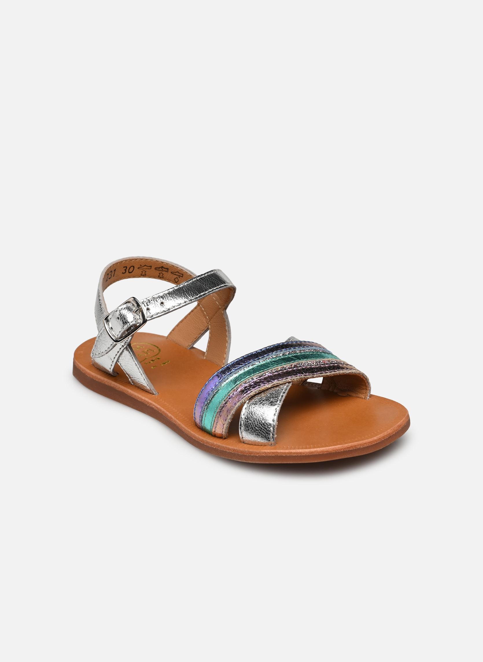 Sandales Plagette Lili fille argent Pom d Api Sandales Plagette Lili fille argent ARGENT