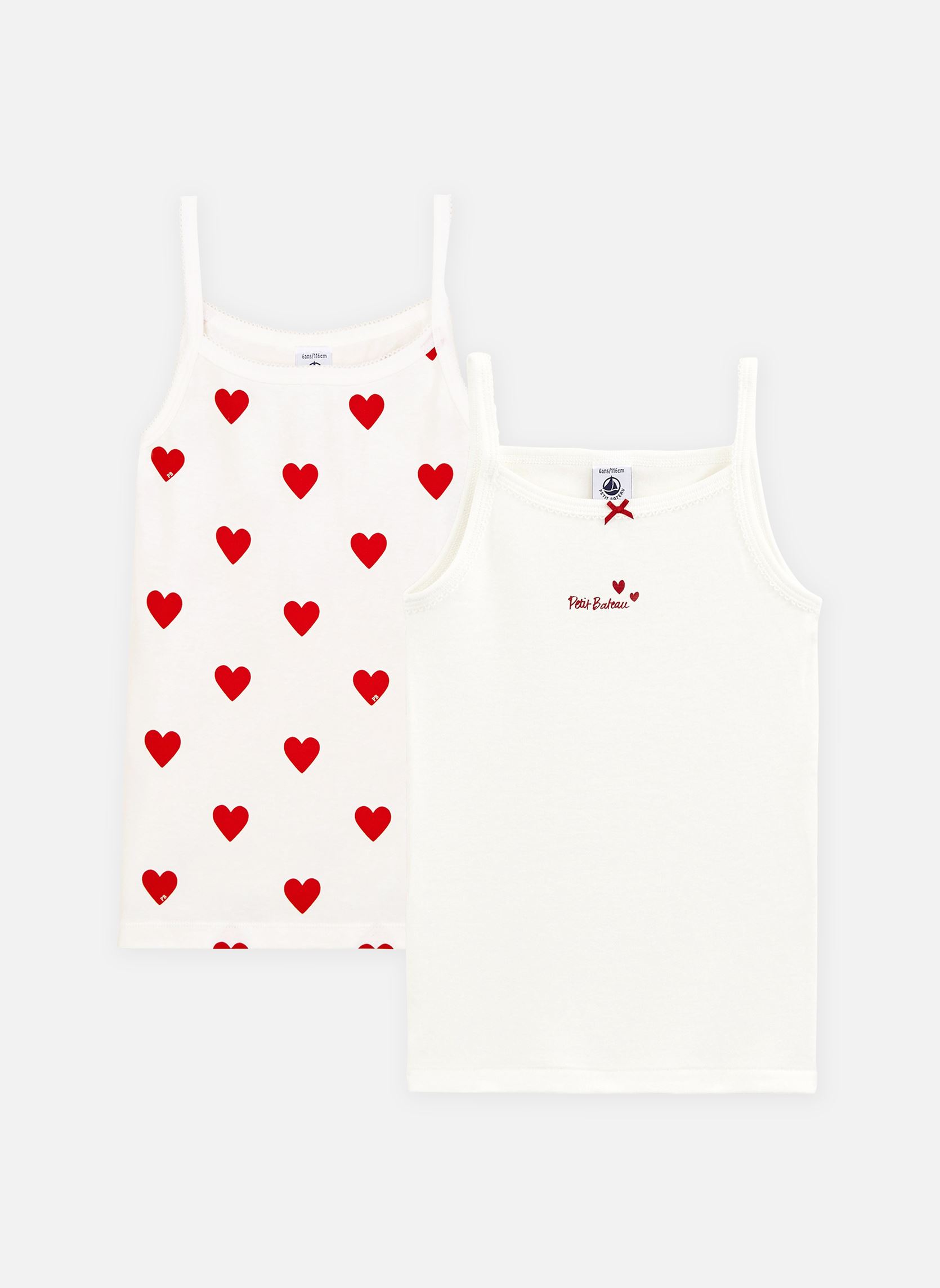 Débardeurs Lot de 2 Chemises à Bretelles Coeur fille multicolore Petit Bateau Débardeurs Lot de 2 Chemises à Bretelles Coeur fille multicolore VARIANTE 1