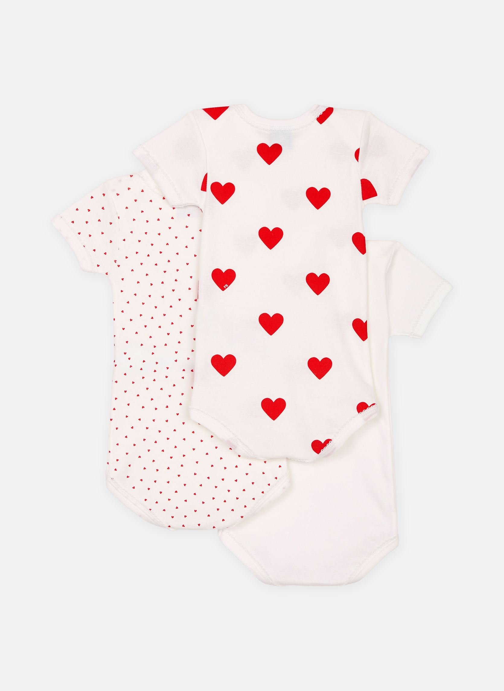 Bodies Lot de 3 bodies Manches Courts Coeur Rou multicolore Petit Bateau Bodies Lot de 3 bodies Manches Courts Coeur Rou multicolore VARIANTE 1