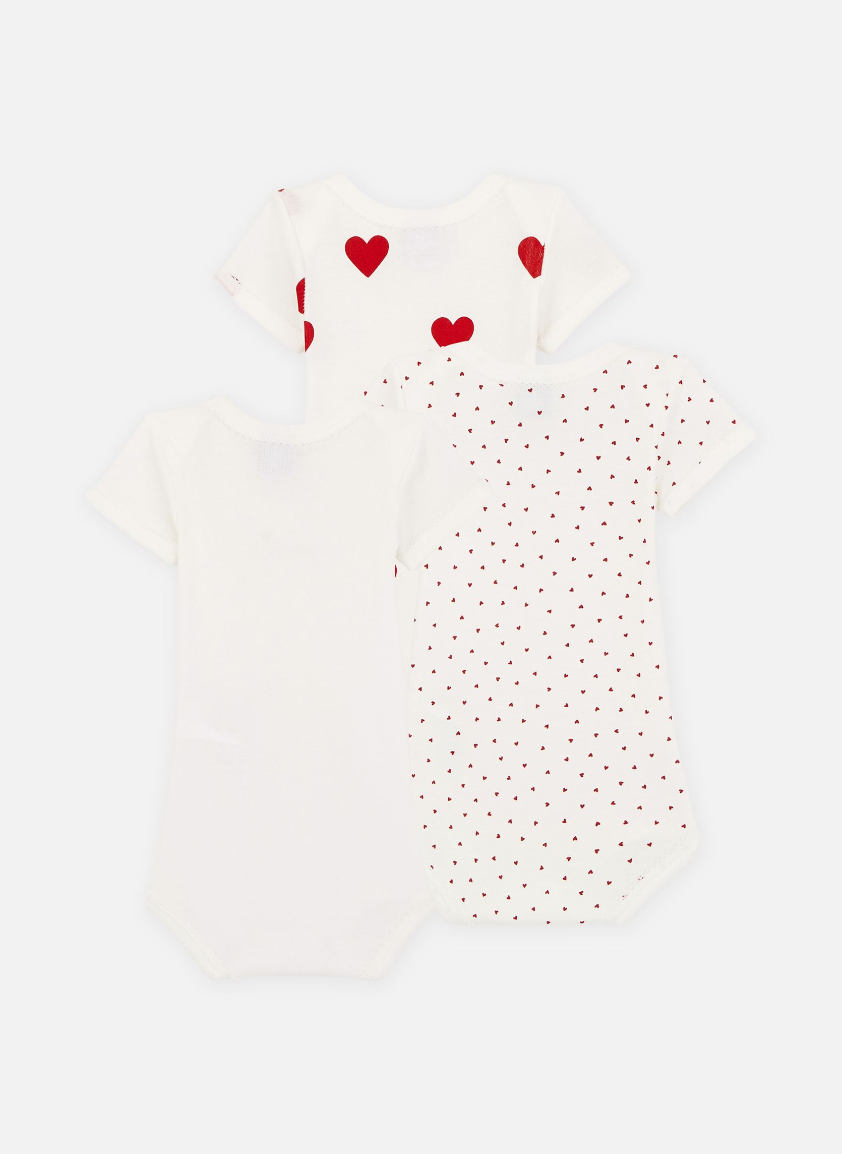 Bodies Lot de 3 bodies Manches Courts Coeur Rou multicolore Petit Bateau Bodies Lot de 3 bodies Manches Courts Coeur Rou multicolore VARIANTE 1
