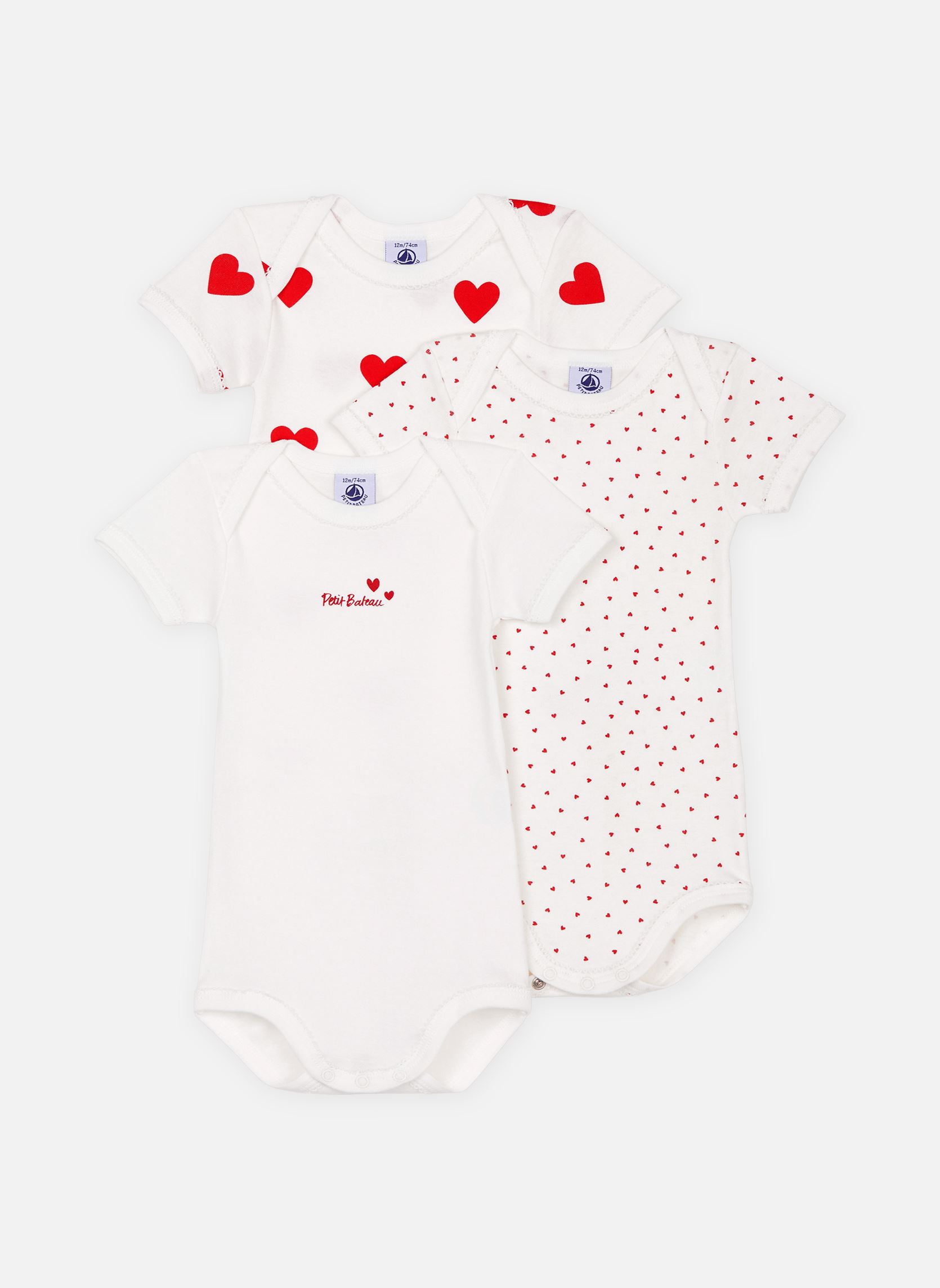 Vêtements Petit Bateau Lot de 3 Bodies Us Manches Courtes Bébé Fille pour Accessoires