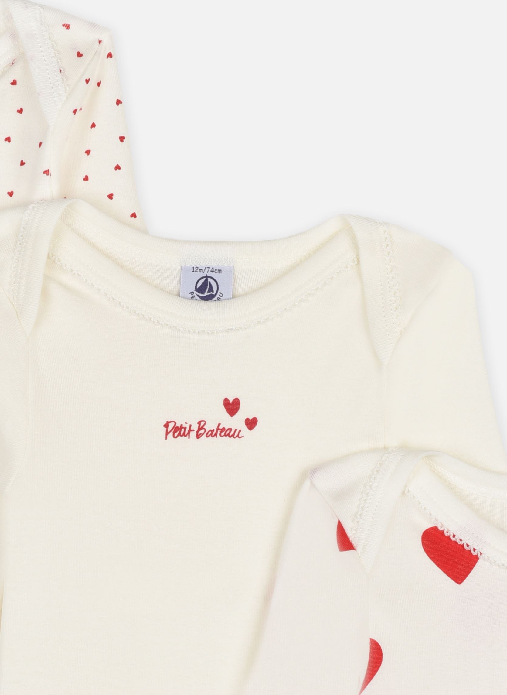 Bodies Lot de 3 bodies Manches Longues Coeur Ro multicolore Petit Bateau Bodies Lot de 3 bodies Manches Longues Coeur Ro multicolore VARIANTE 1