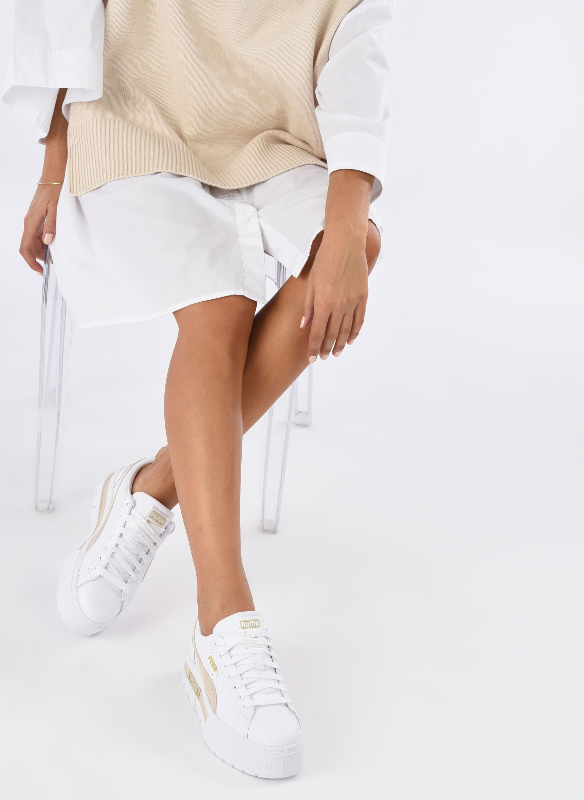 Niedrige Sneaker Mayze Lth Wns damen weiß Puma Niedrige Sneaker Mayze Lth Wns damen weiß PUMA WHITE-PEYOTE