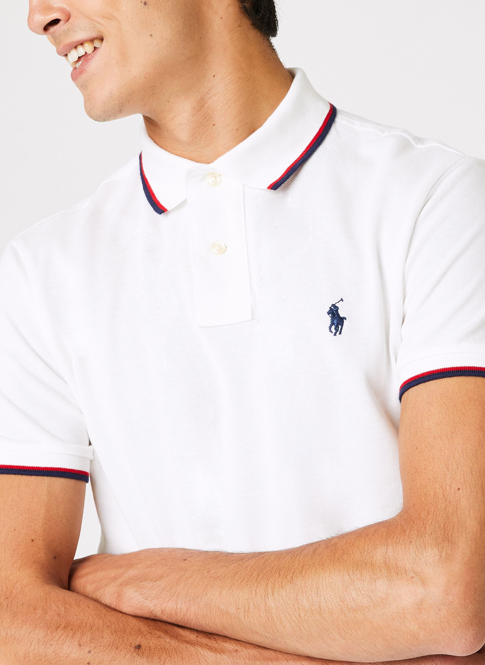 Polos Polo coupe ajustée en piqué 710842621 homme blanc Polo Ralph Lauren Polos Polo coupe ajustée en piqué 710842621 homme blanc WHITEC7996