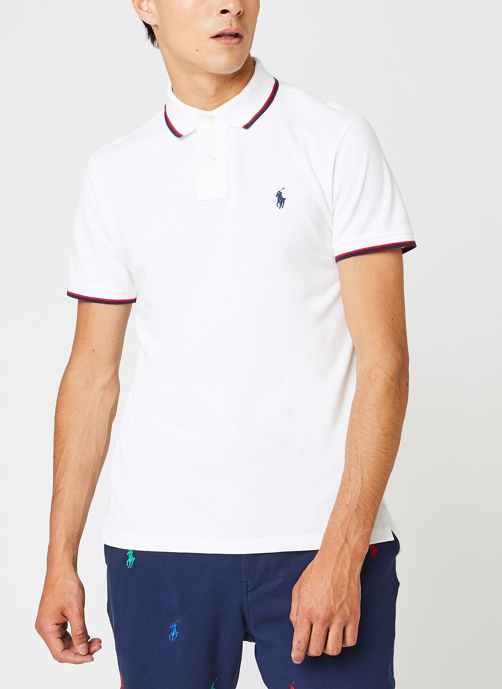 Polos Polo coupe ajustée en piqué 710842621 homme blanc Polo Ralph Lauren Polos Polo coupe ajustée en piqué 710842621 homme blanc WHITEC7996