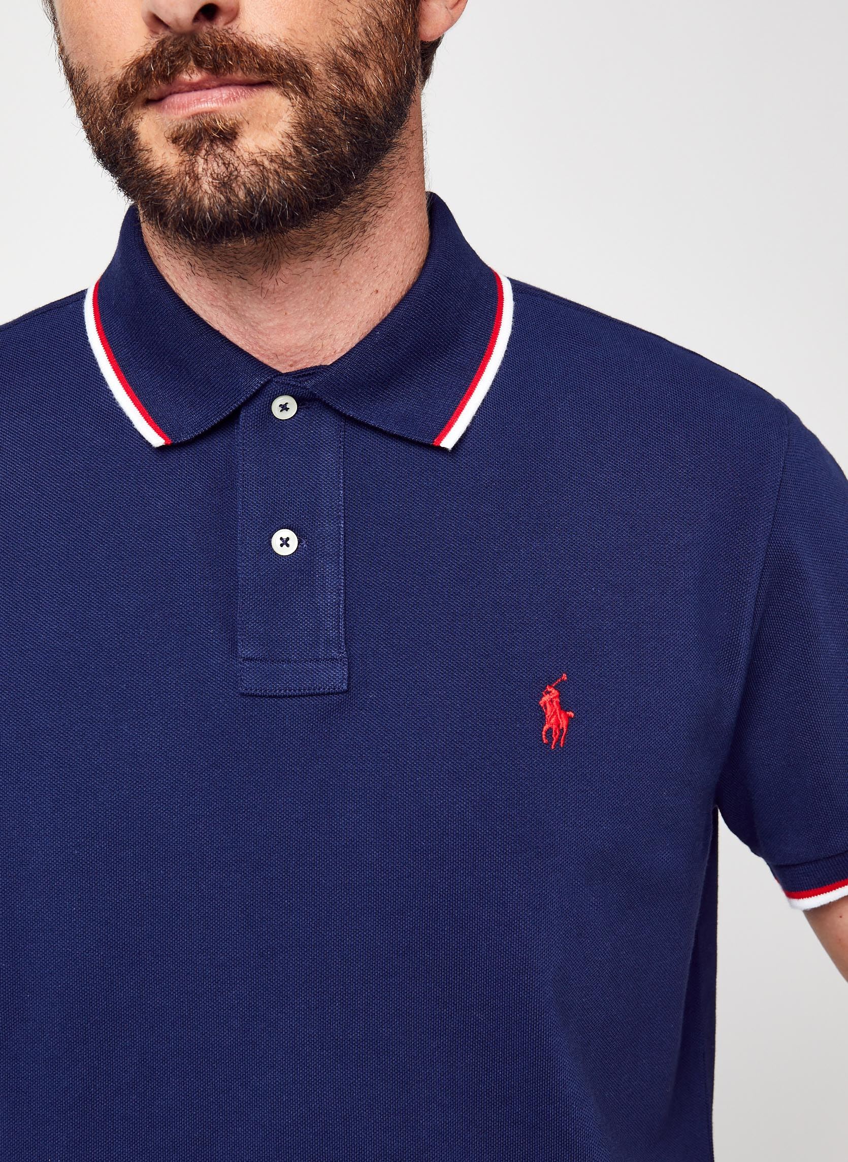 Polos Polo coupe ajustée en piqué 710842621 homme bleu Polo Ralph Lauren Polos Polo coupe ajustée en piqué 710842621 homme bleu NEWPORT NAVYC3870